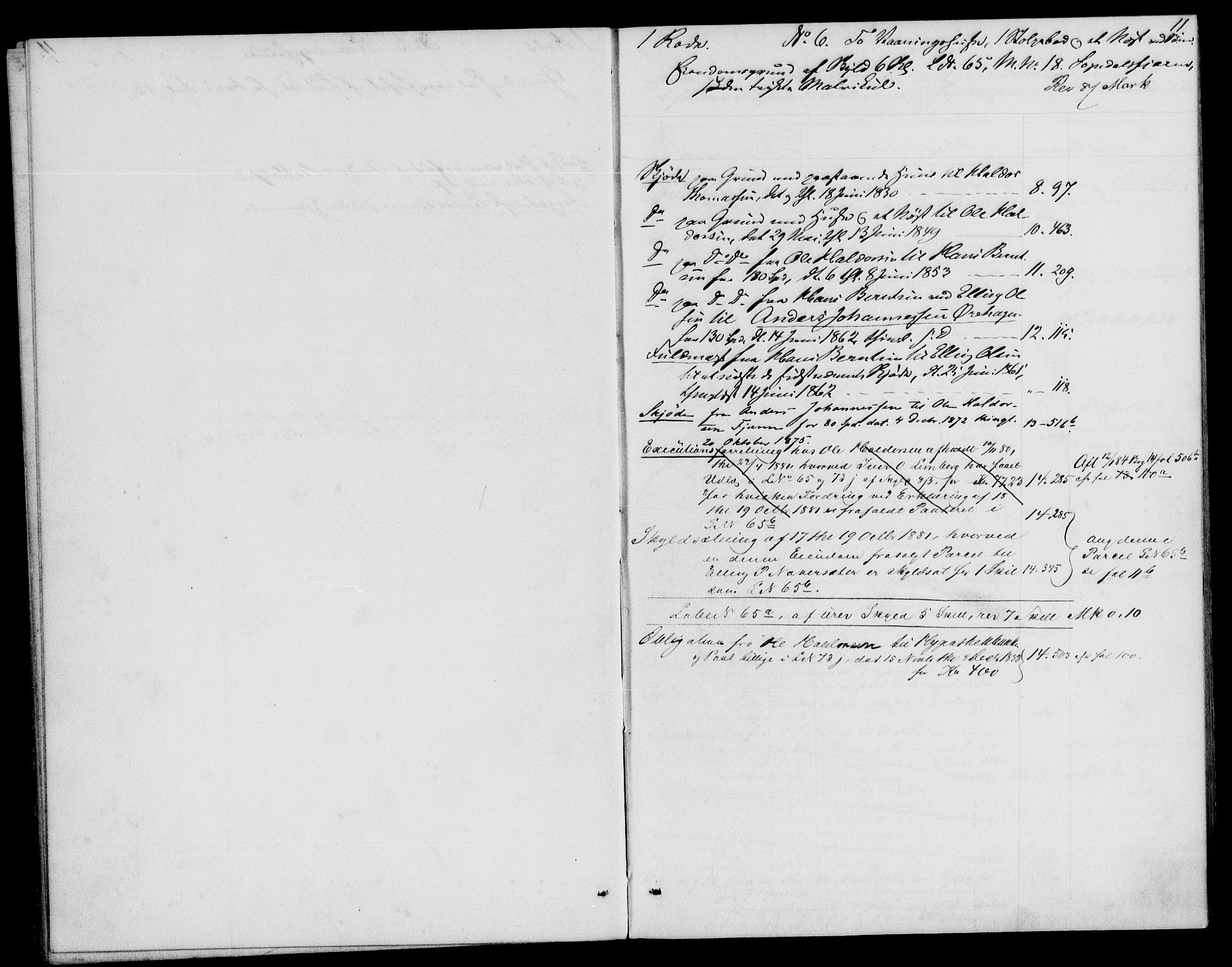 Indre Sogn tingrett, AV/SAB-A-3301/1/G/Ga/Gaa/L0028: Panteregister nr. II.A.a.28, 1850-1890, s. 11