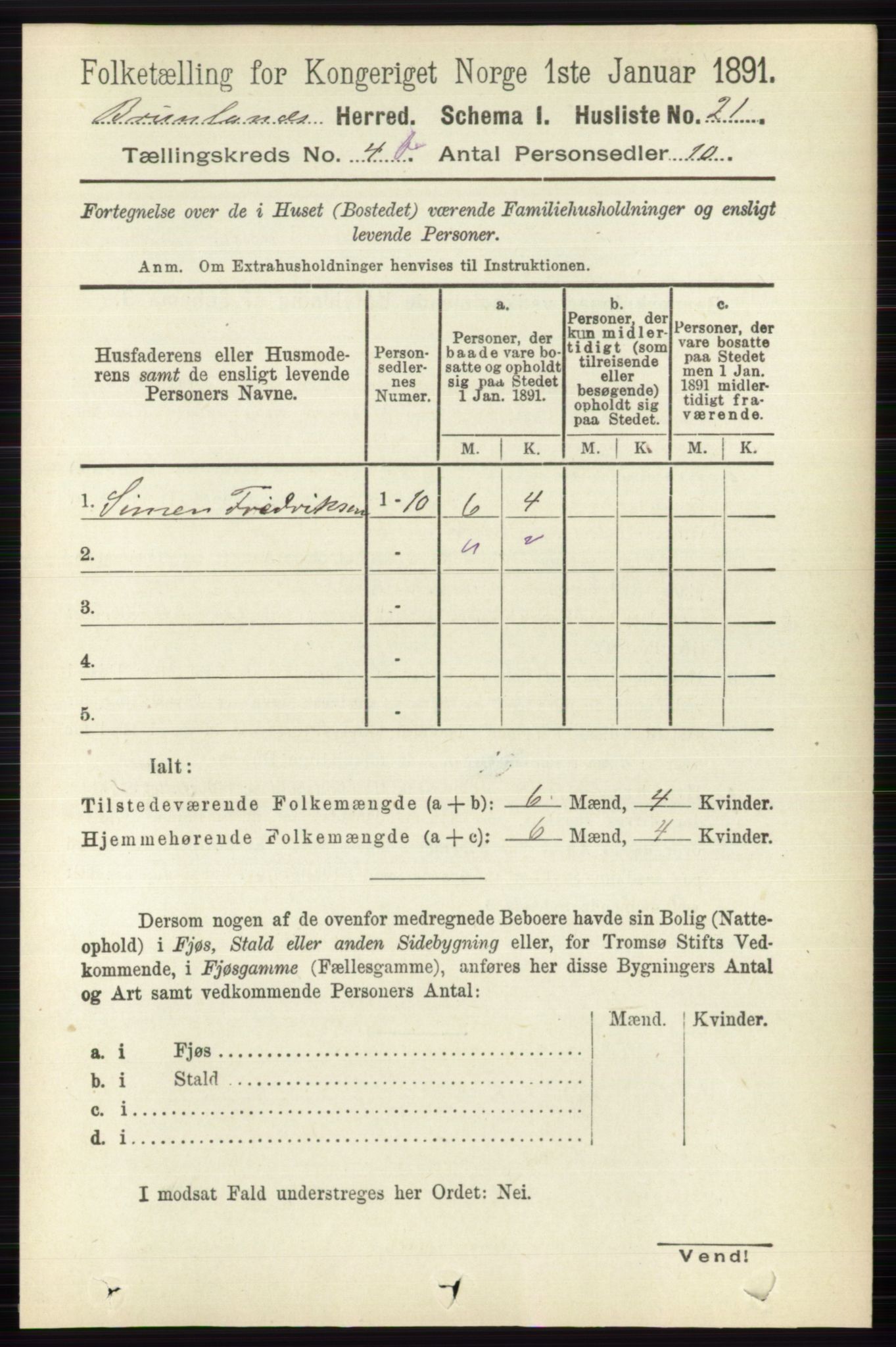 RA, Folketelling 1891 for 0726 Brunlanes herred, 1891, s. 2026