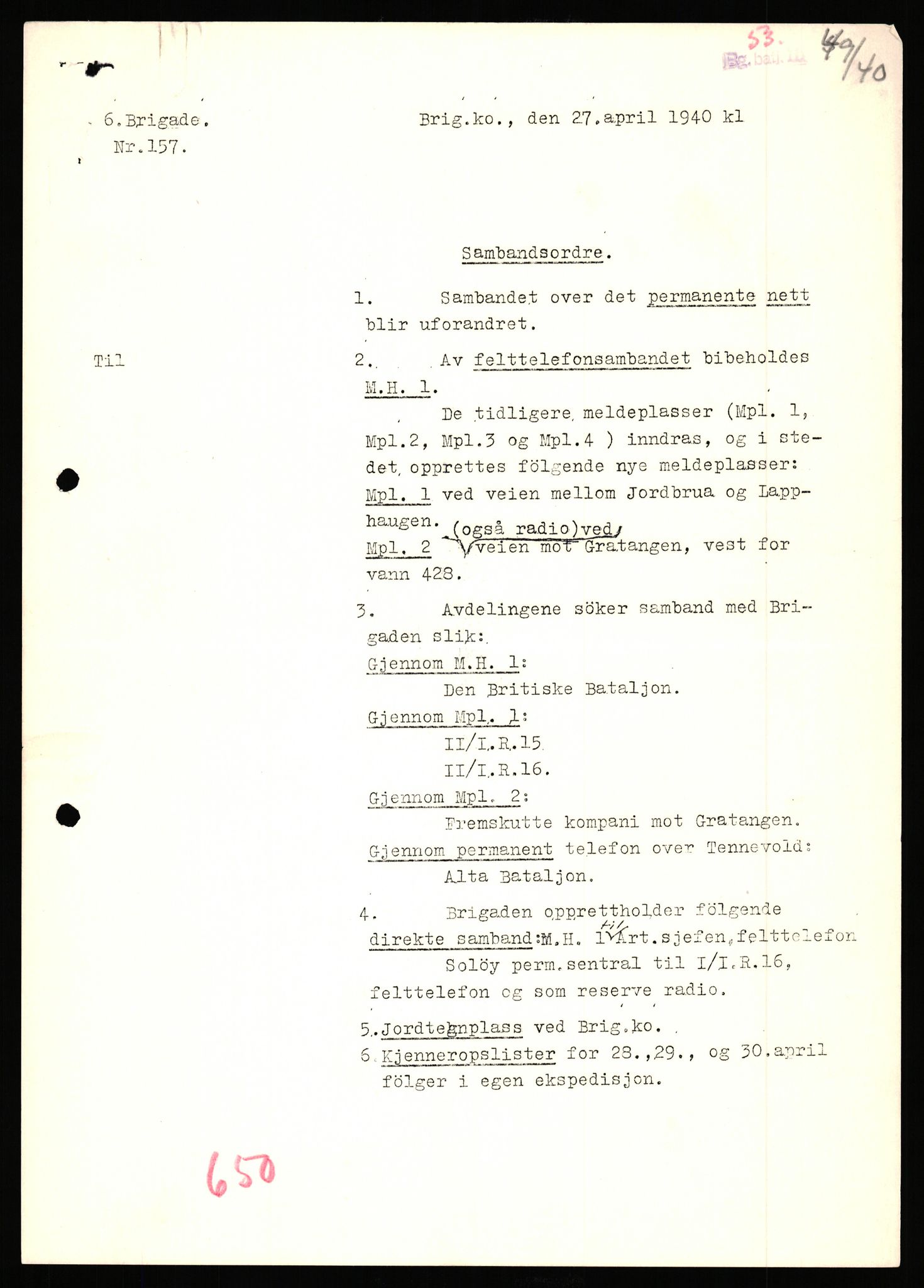 Forsvaret, Forsvarets krigshistoriske avdeling, AV/RA-RAFA-2017/Y/Yb/L0153: II-C-11-650  -  6. Divisjon: Bergartilleribataljon 3, 1940, s. 661