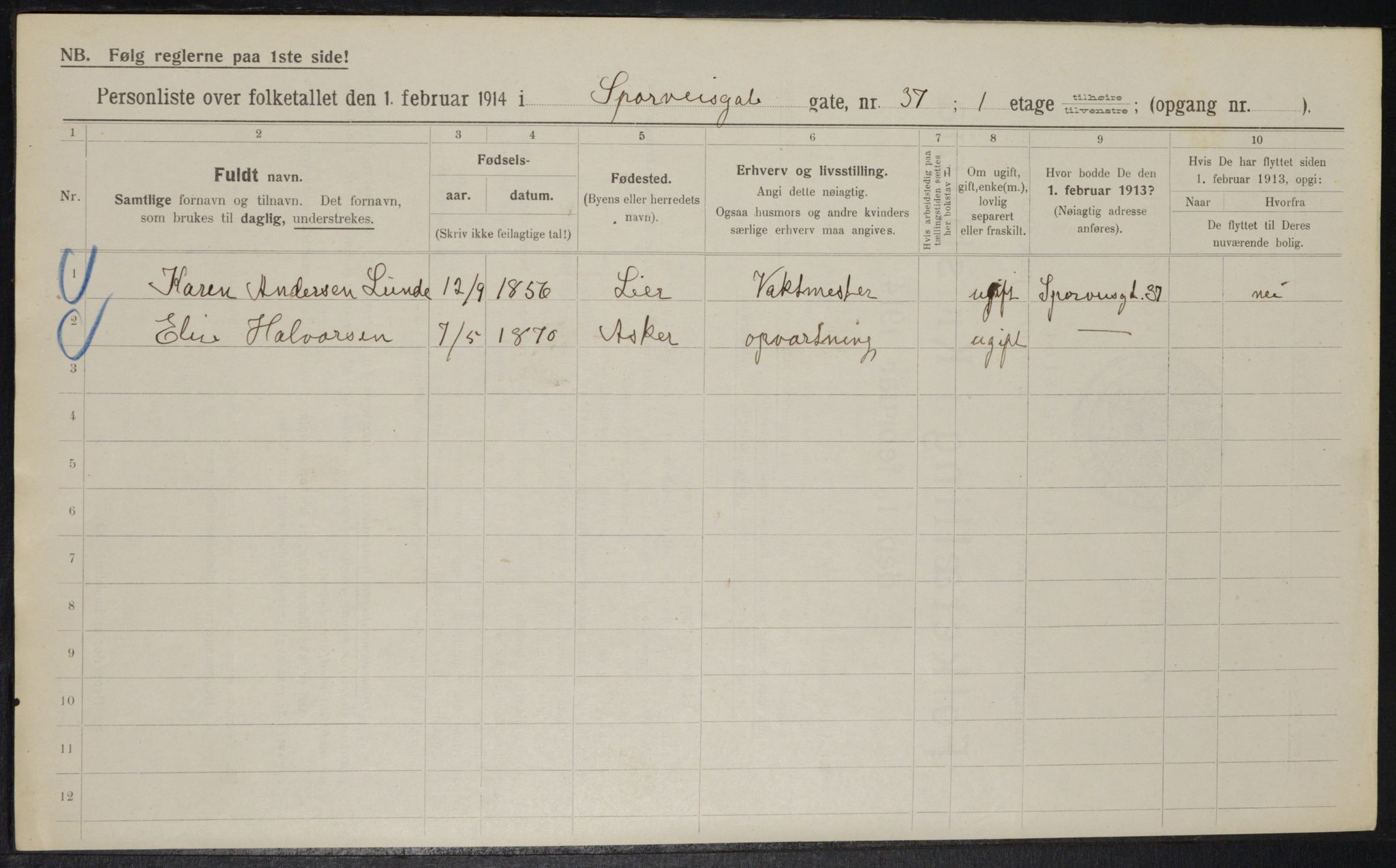 OBA, Kommunal folketelling 1.2.1914 for Kristiania, 1914, s. 100554