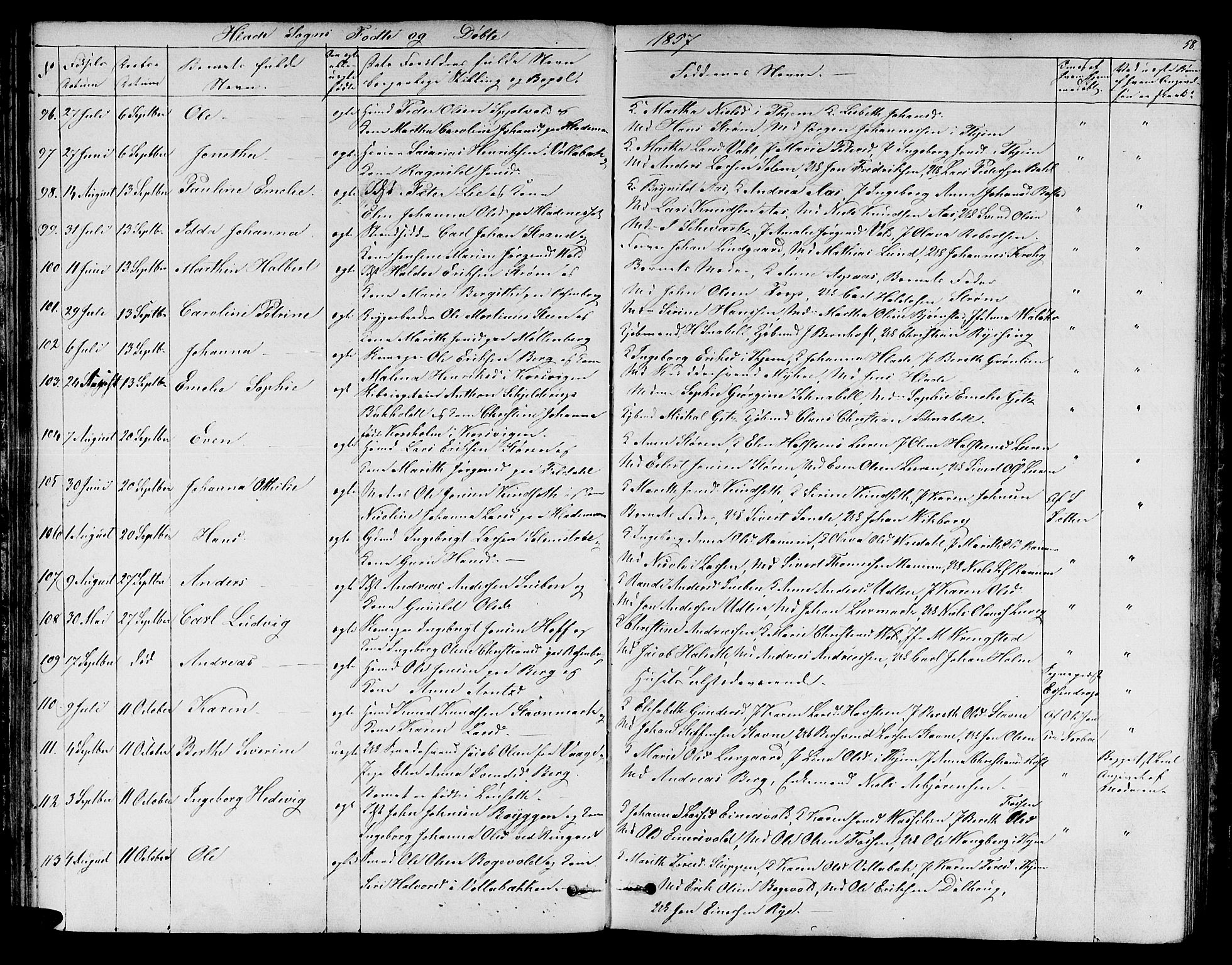 Ministerialprotokoller, klokkerbøker og fødselsregistre - Sør-Trøndelag, SAT/A-1456/606/L0310: Klokkerbok nr. 606C06, 1850-1859, s. 58