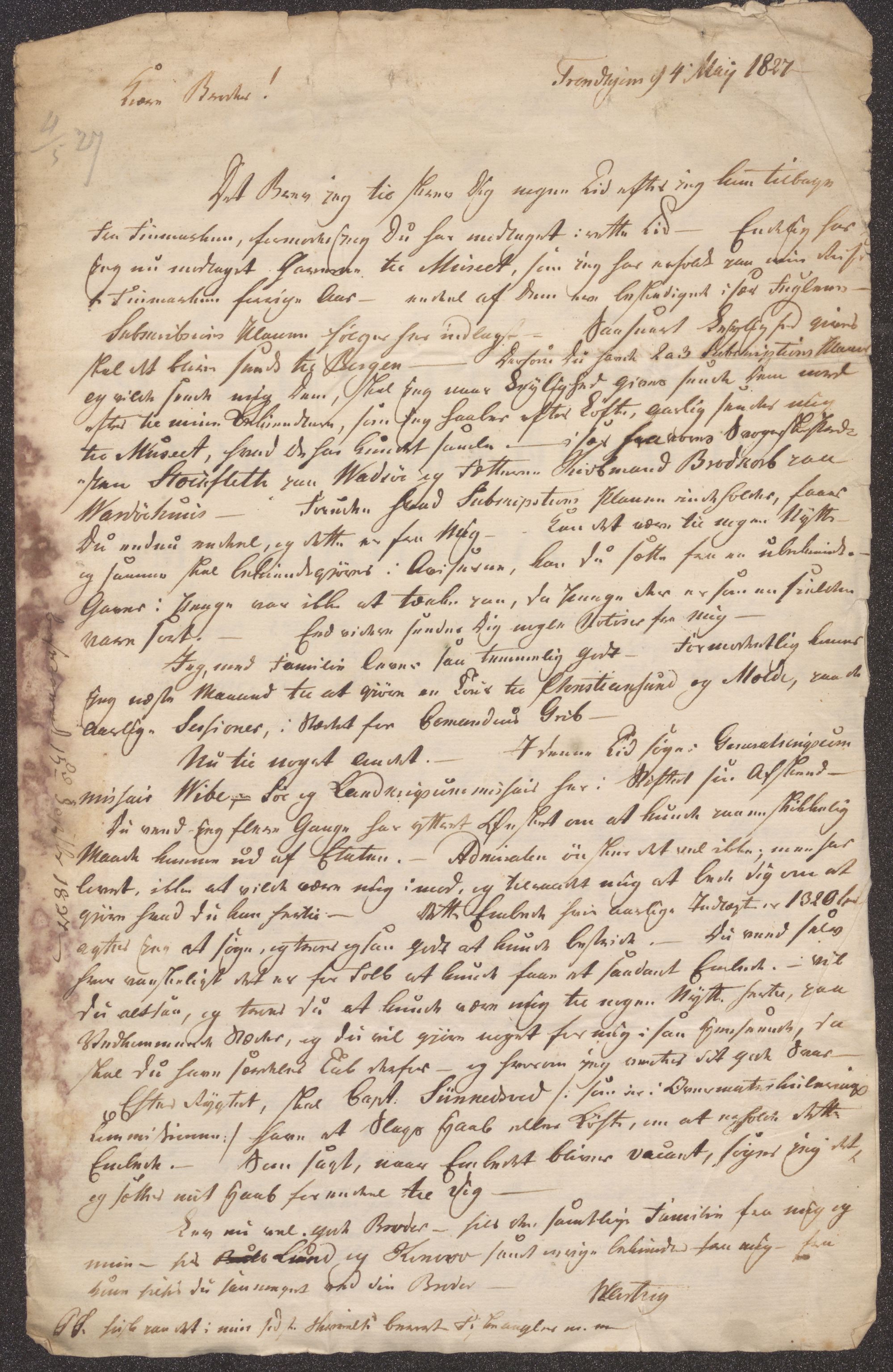 Bergens Museum, UMB/A007/D/Da/L0002/0003: Innkommende brev 1827 / Innkommende brev 1827, 1827