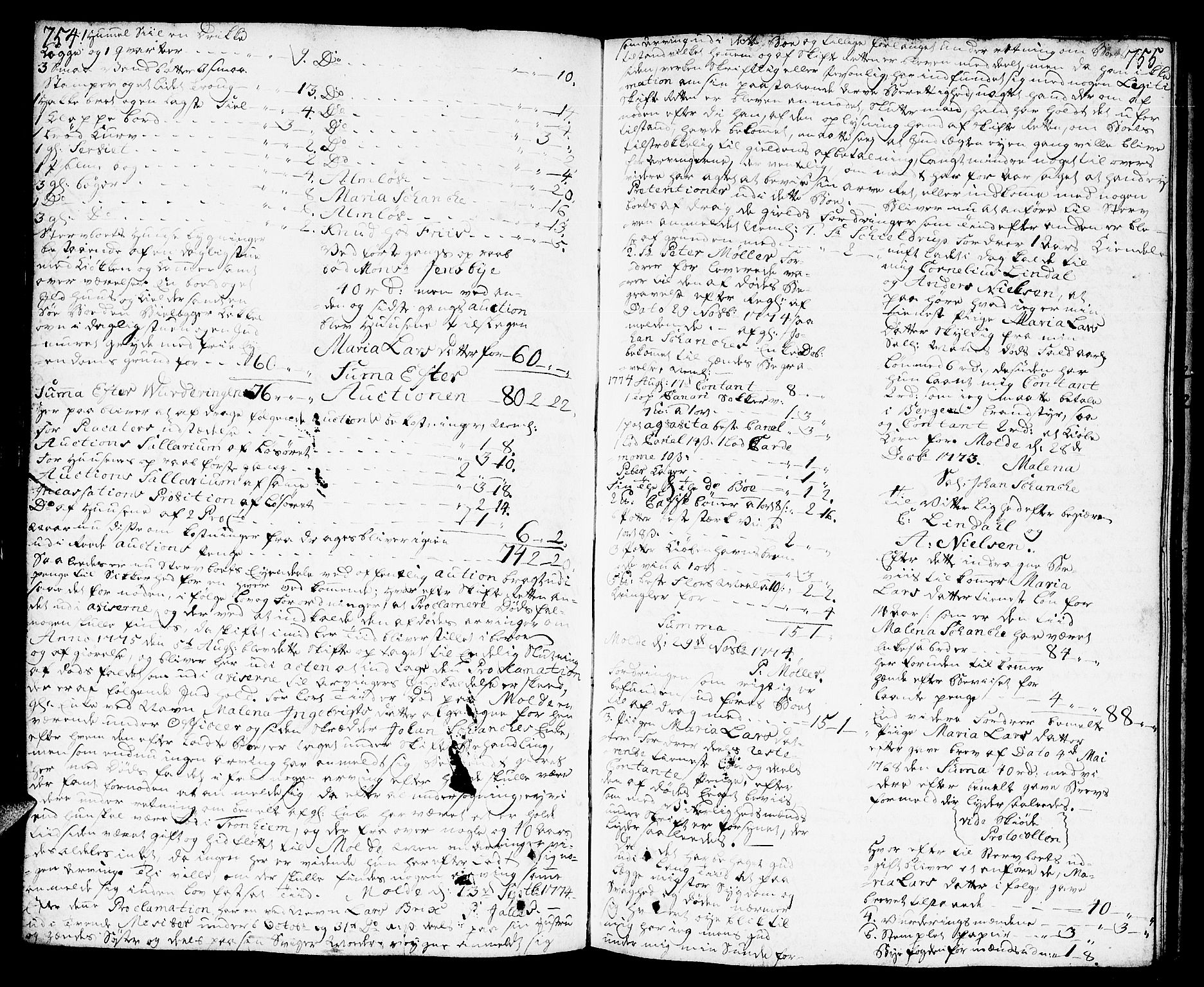 Molde byfogd, AV/SAT-A-0025/3/3Aa/L0002: Skifteprotokoll, 1768-1787, s. 754-755