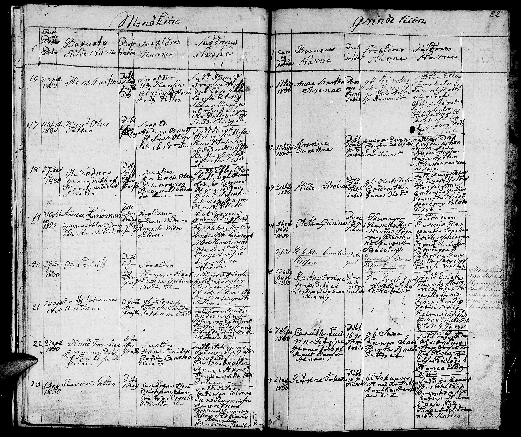 Ministerialprotokoller, klokkerbøker og fødselsregistre - Møre og Romsdal, AV/SAT-A-1454/528/L0425: Klokkerbok nr. 528C06, 1827-1840, s. 22