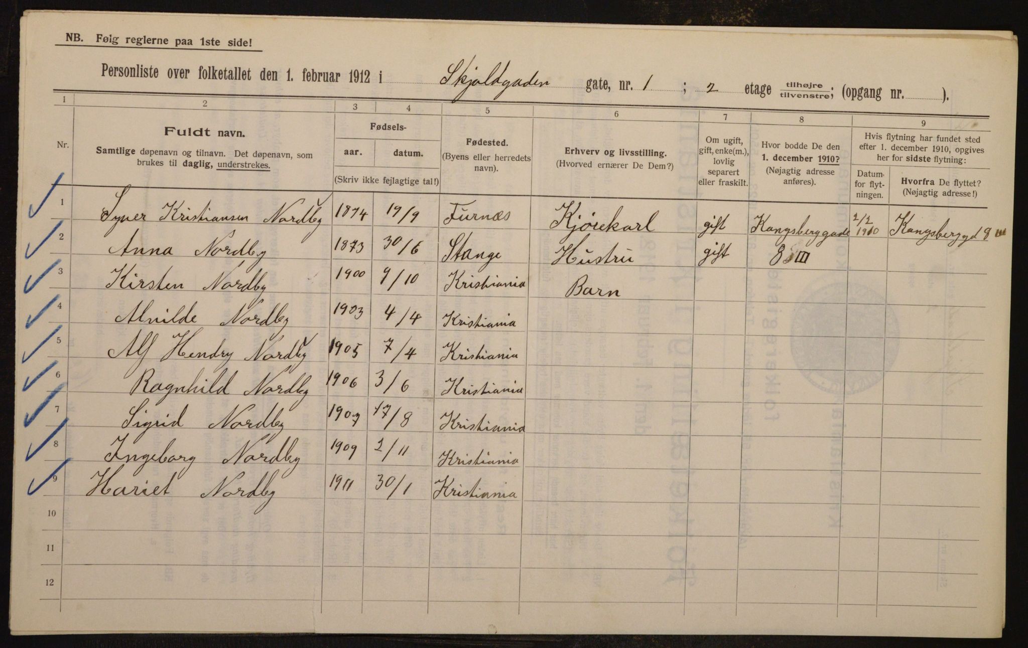 OBA, Kommunal folketelling 1.2.1912 for Kristiania, 1912, s. 96456