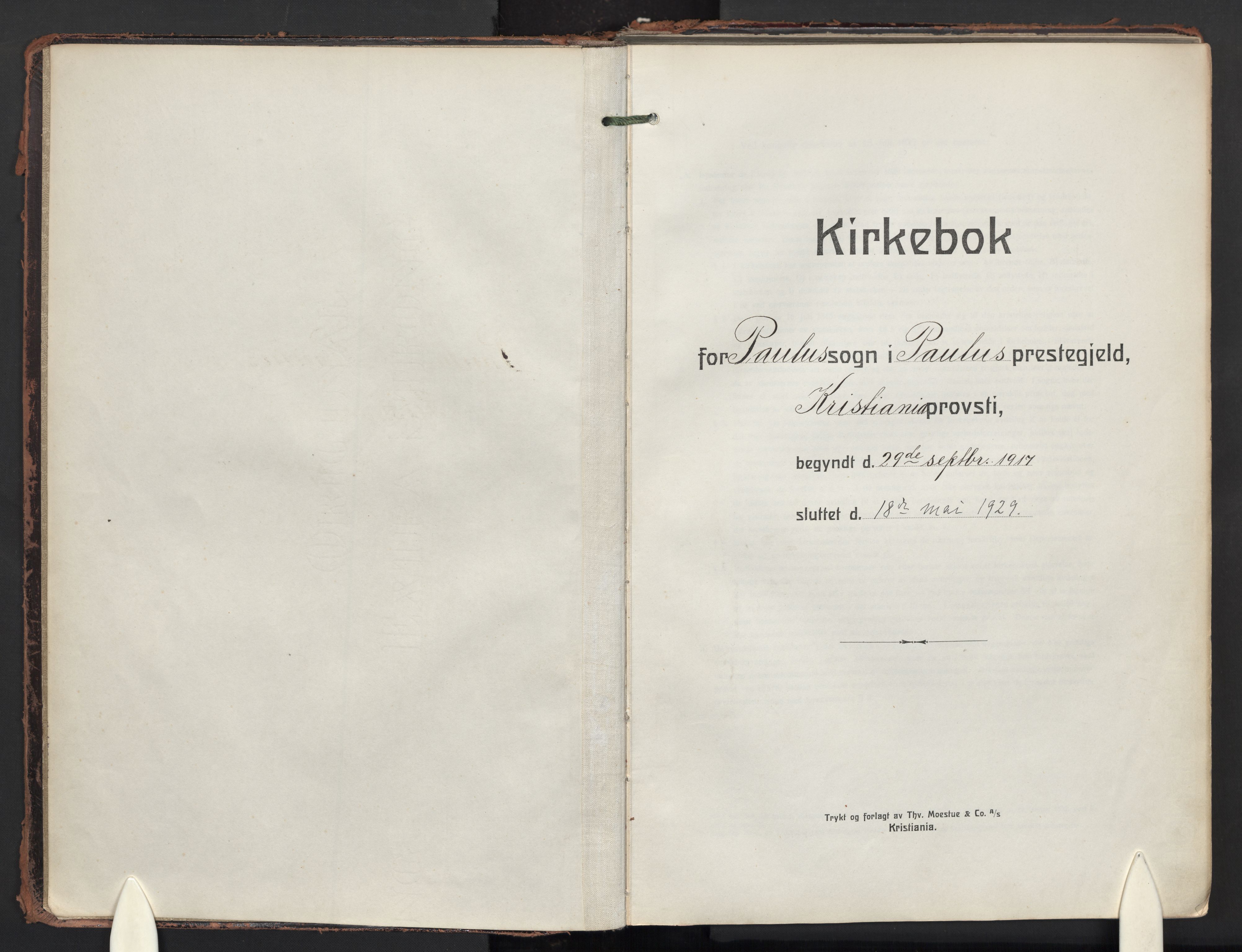 Paulus prestekontor Kirkebøker, AV/SAO-A-10871/F/Fa/L0024: Ministerialbok nr. 24, 1917-1929