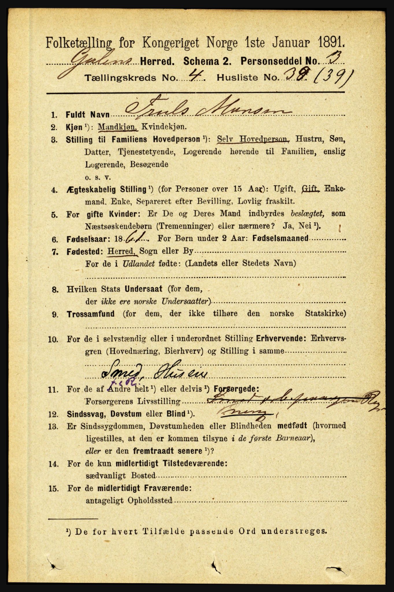 RA, Folketelling 1891 for 1411 Gulen herred, 1891, s. 1504