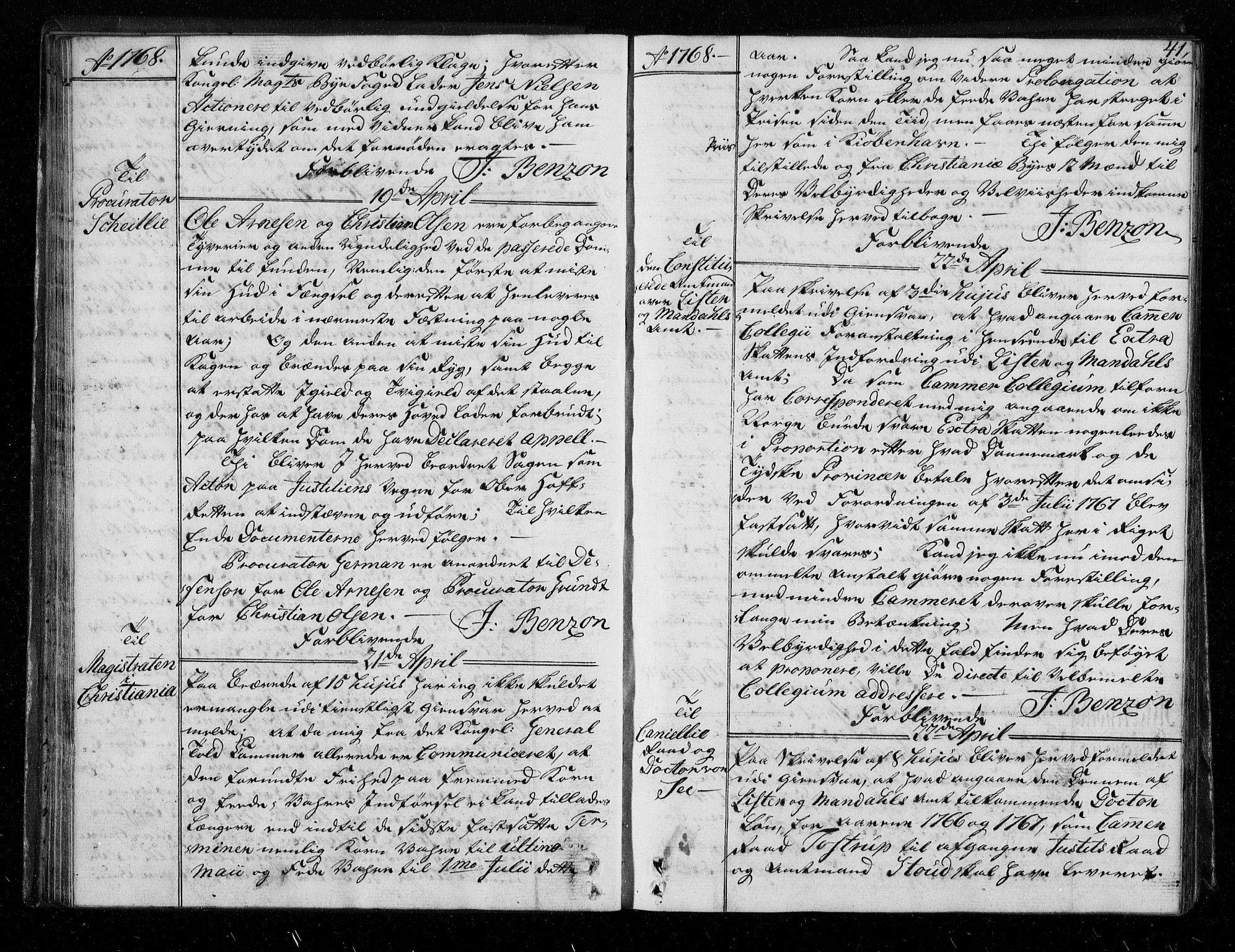 Stattholderembetet 1572-1771, AV/RA-EA-2870/Bf/L0007: Stattholderprotokoll (allmenn kopibok), 1768-1769, s. 40b-41a