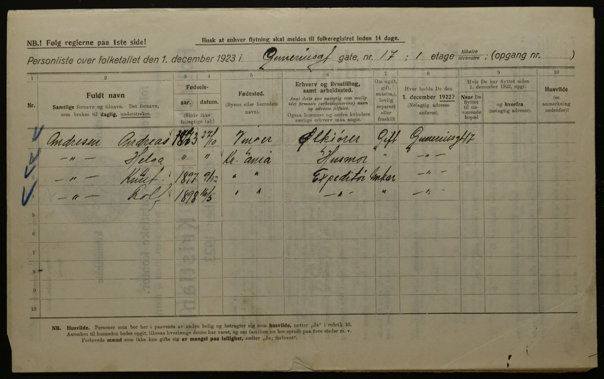 OBA, Kommunal folketelling 1.12.1923 for Kristiania, 1923, s. 6200