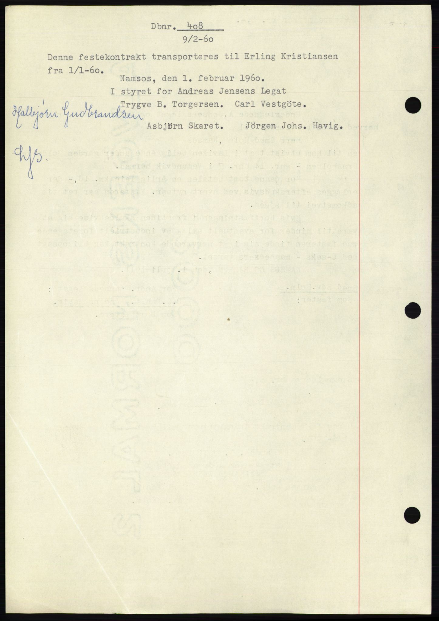Namdal sorenskriveri, SAT/A-4133/1/2/2C: Pantebok nr. -, 1948-1948, Dagboknr: 408/1948