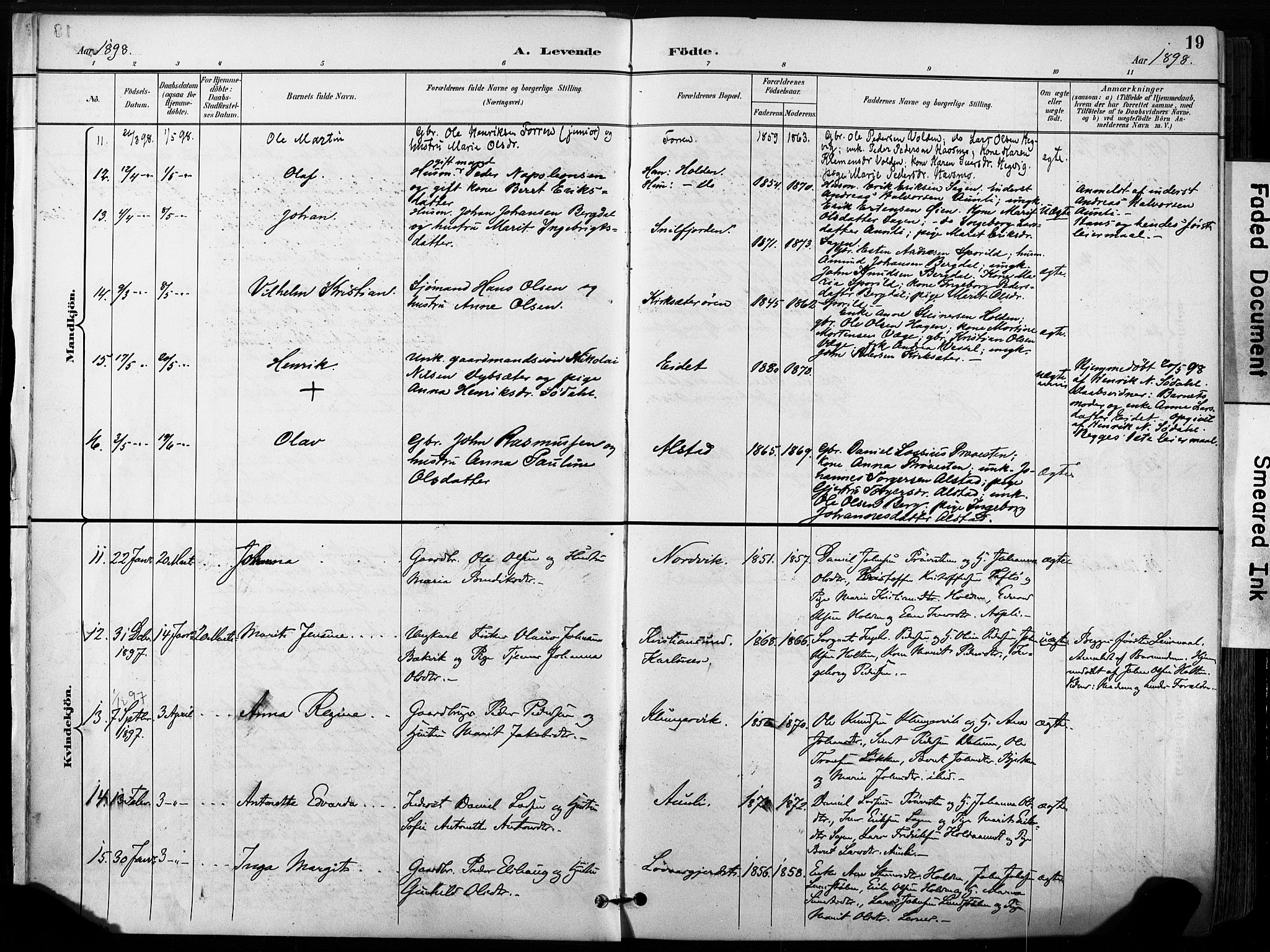 Ministerialprotokoller, klokkerbøker og fødselsregistre - Sør-Trøndelag, SAT/A-1456/630/L0497: Ministerialbok nr. 630A10, 1896-1910, s. 19