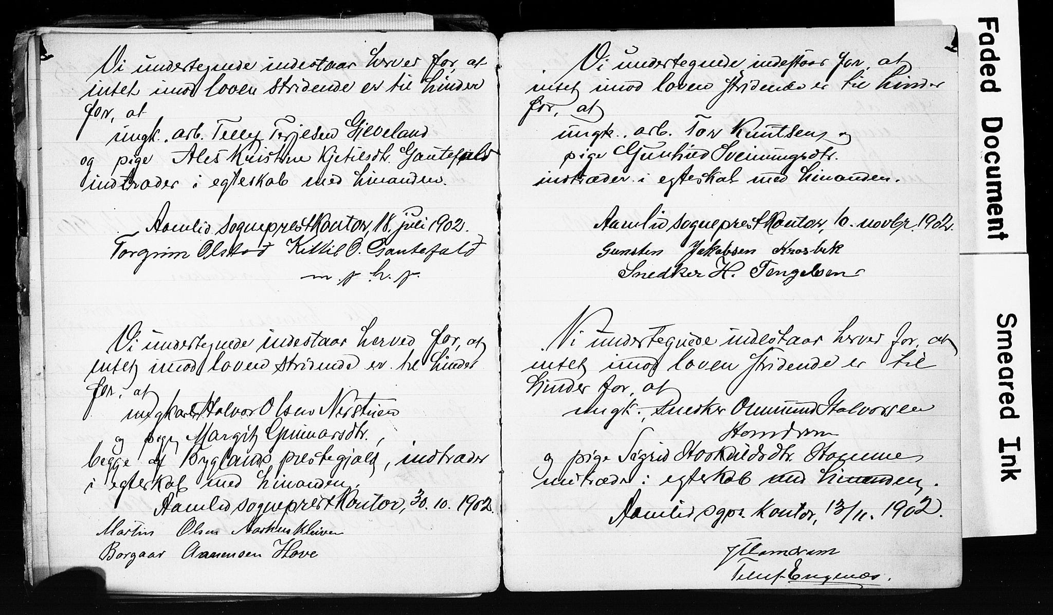 Åmli sokneprestkontor, AV/SAK-1111-0050/F/Fe/L0003: Forlovererklæringer nr. A VI 20, 1885-1905