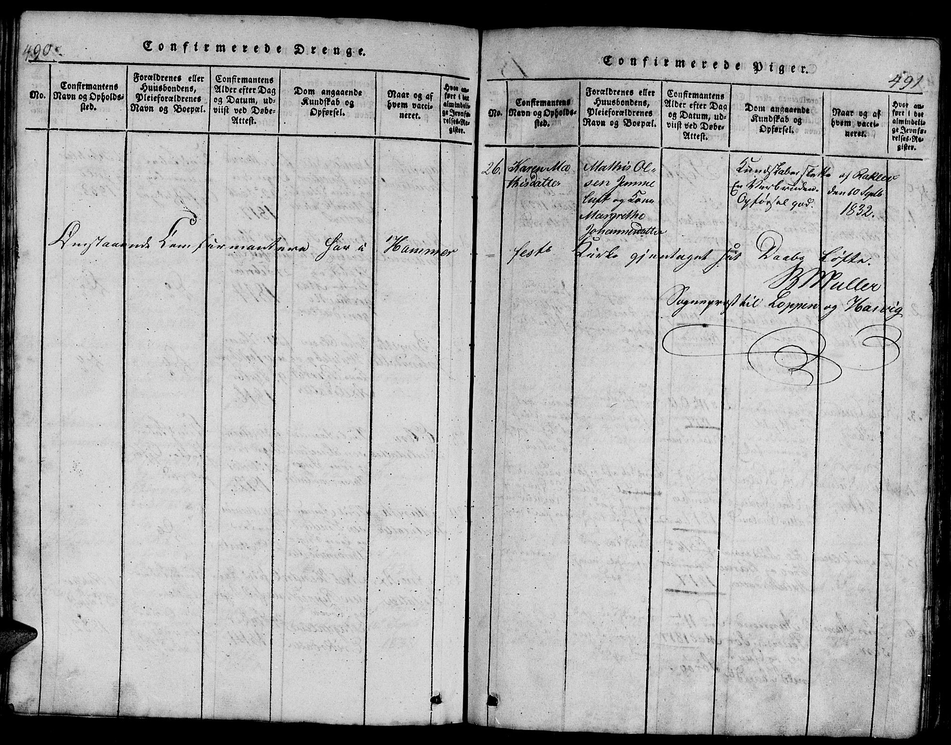 Hammerfest sokneprestkontor, SATØ/S-1347/H/Hb/L0001.klokk: Klokkerbok nr. 1, 1822-1850, s. 490-491