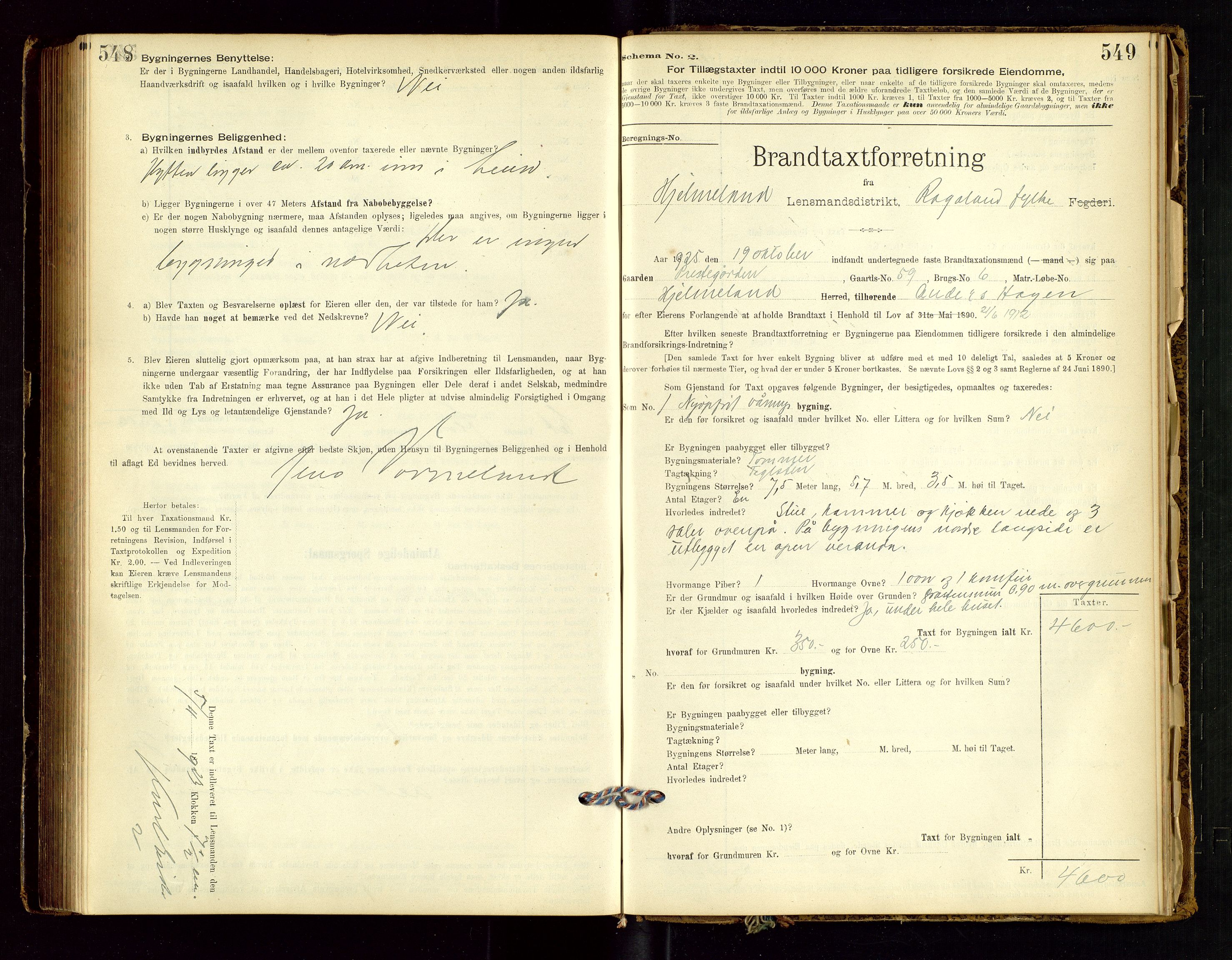 Hjelmeland lensmannskontor, AV/SAST-A-100439/Gob/L0001: "Brandtaxationsprotokol", 1895-1932, s. 548-549