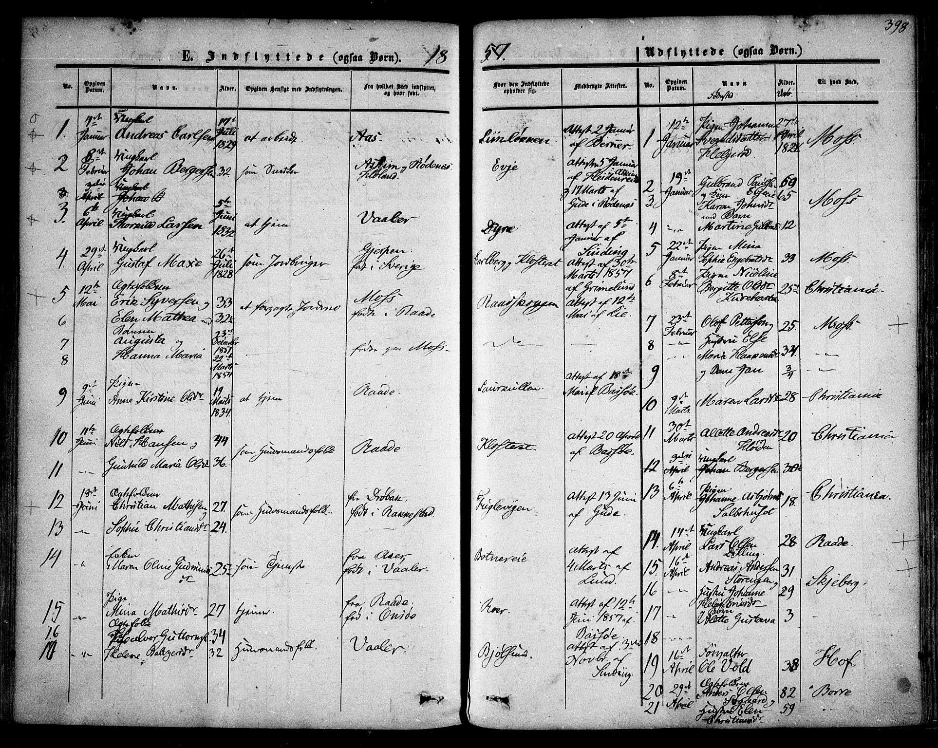 Rygge prestekontor Kirkebøker, AV/SAO-A-10084b/F/Fa/L0005: Ministerialbok nr. 5, 1852-1871, s. 398