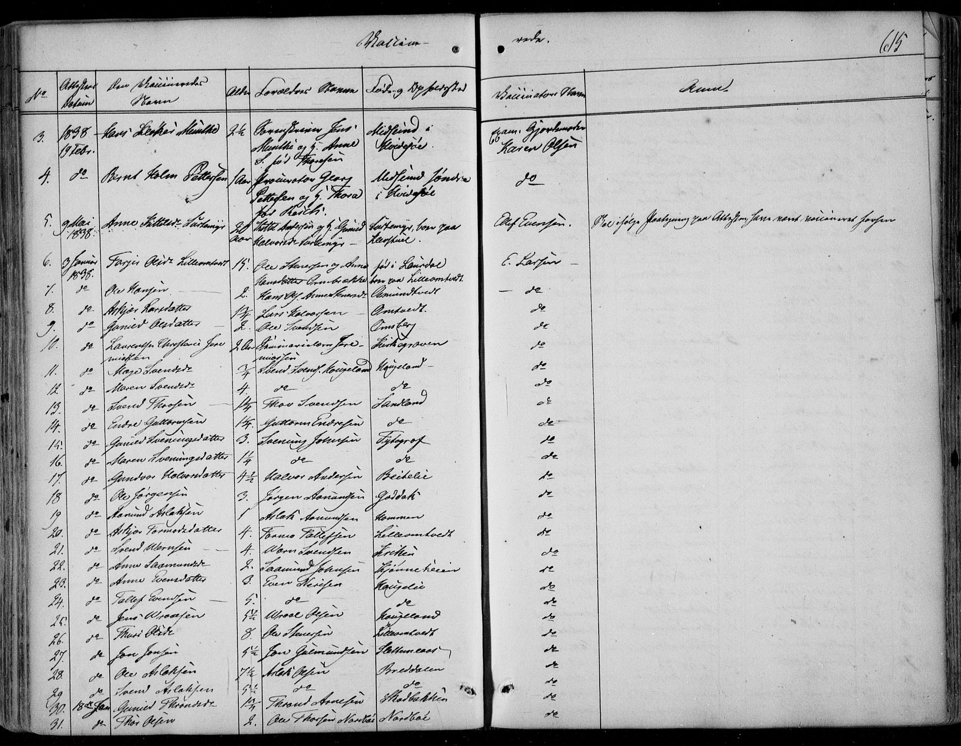 Kviteseid kirkebøker, AV/SAKO-A-276/F/Fa/L0006: Ministerialbok nr. I 6, 1836-1858, s. 615