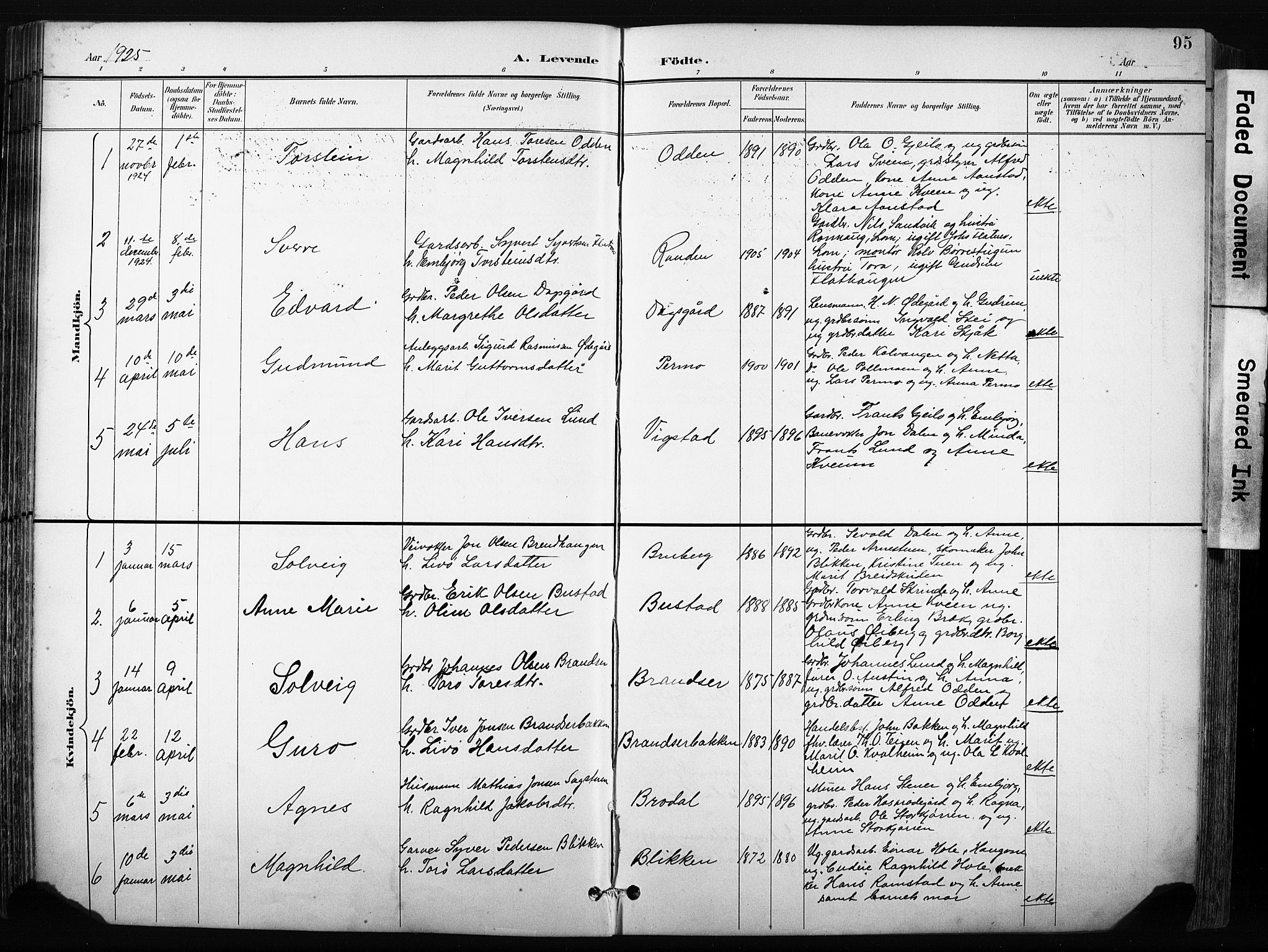 Skjåk prestekontor, AV/SAH-PREST-072/H/Ha/Hab/L0003: Klokkerbok nr. 3, 1893-1932, s. 95