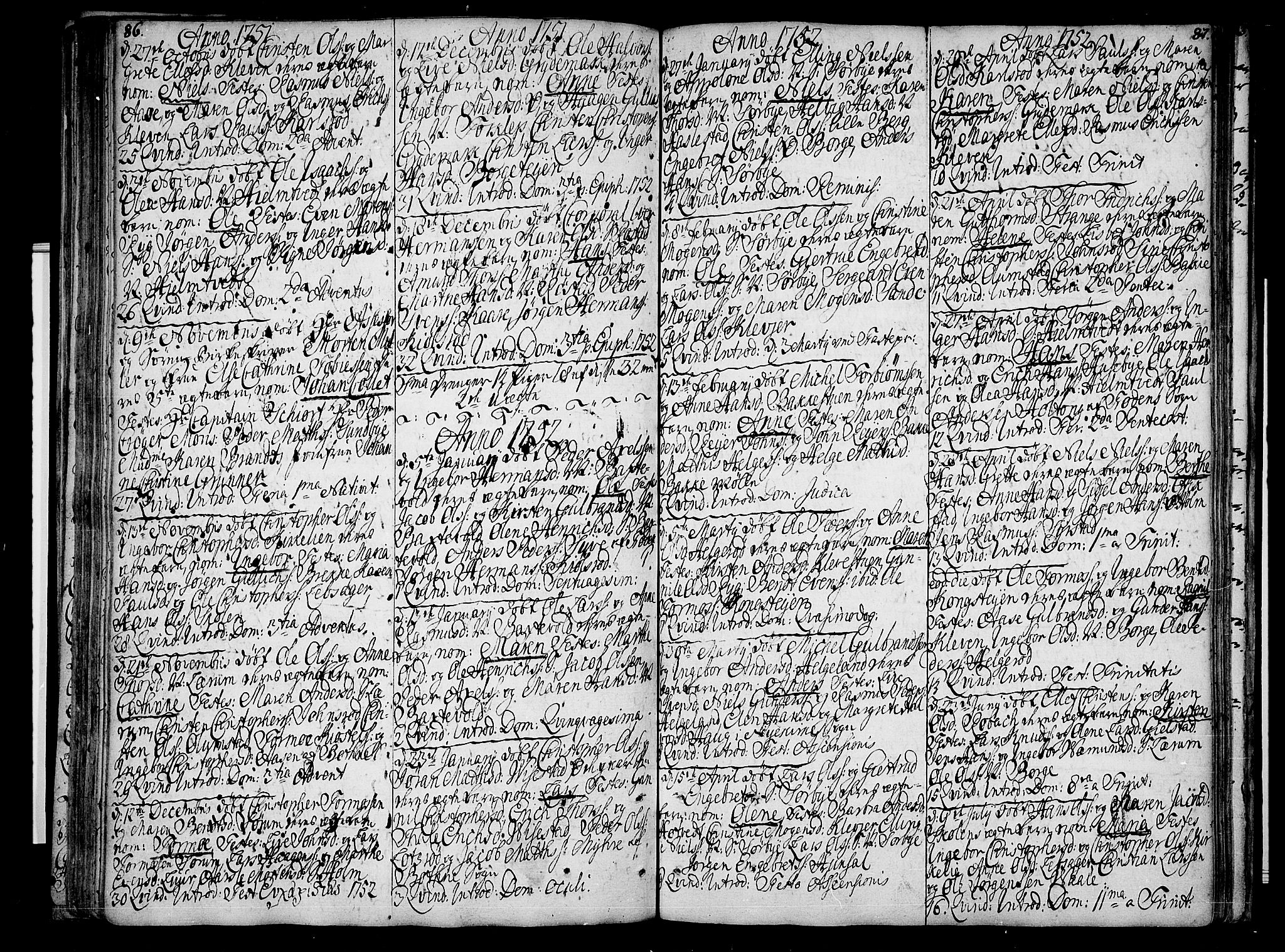 Våle kirkebøker, AV/SAKO-A-334/F/Fa/L0003: Ministerialbok nr. I 3, 1732-1773, s. 86-87