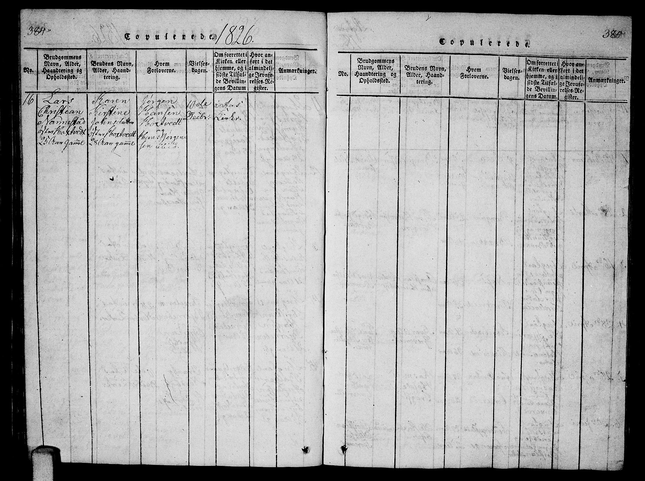 Ås prestekontor Kirkebøker, AV/SAO-A-10894/G/Ga/L0002: Klokkerbok nr. I 2, 1820-1836, s. 384-385