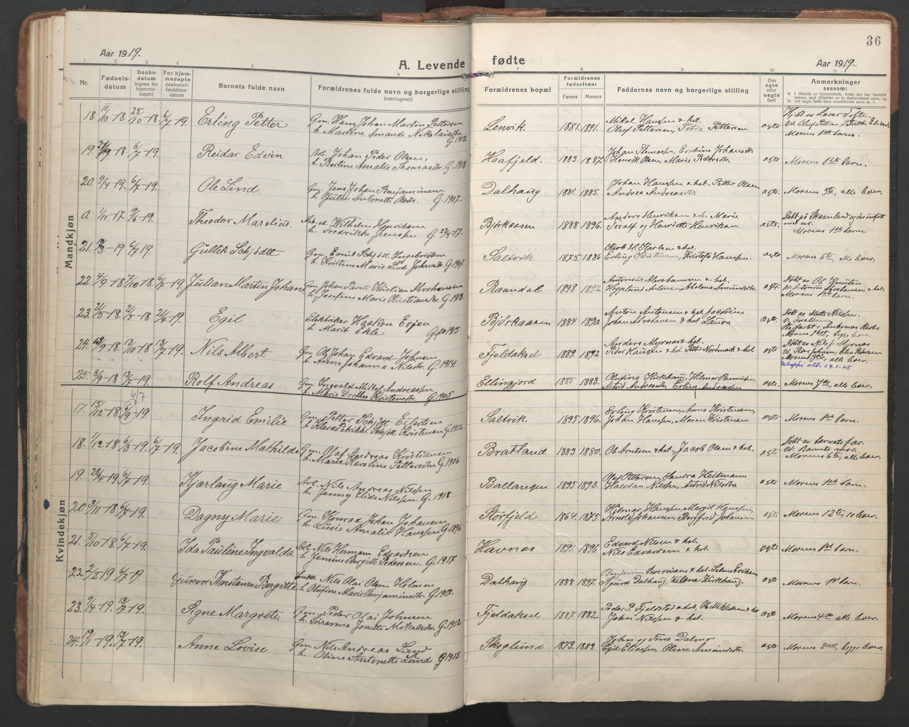 Ministerialprotokoller, klokkerbøker og fødselsregistre - Nordland, AV/SAT-A-1459/863/L0904: Ministerialbok nr. 863A16, 1915-1937, s. 36