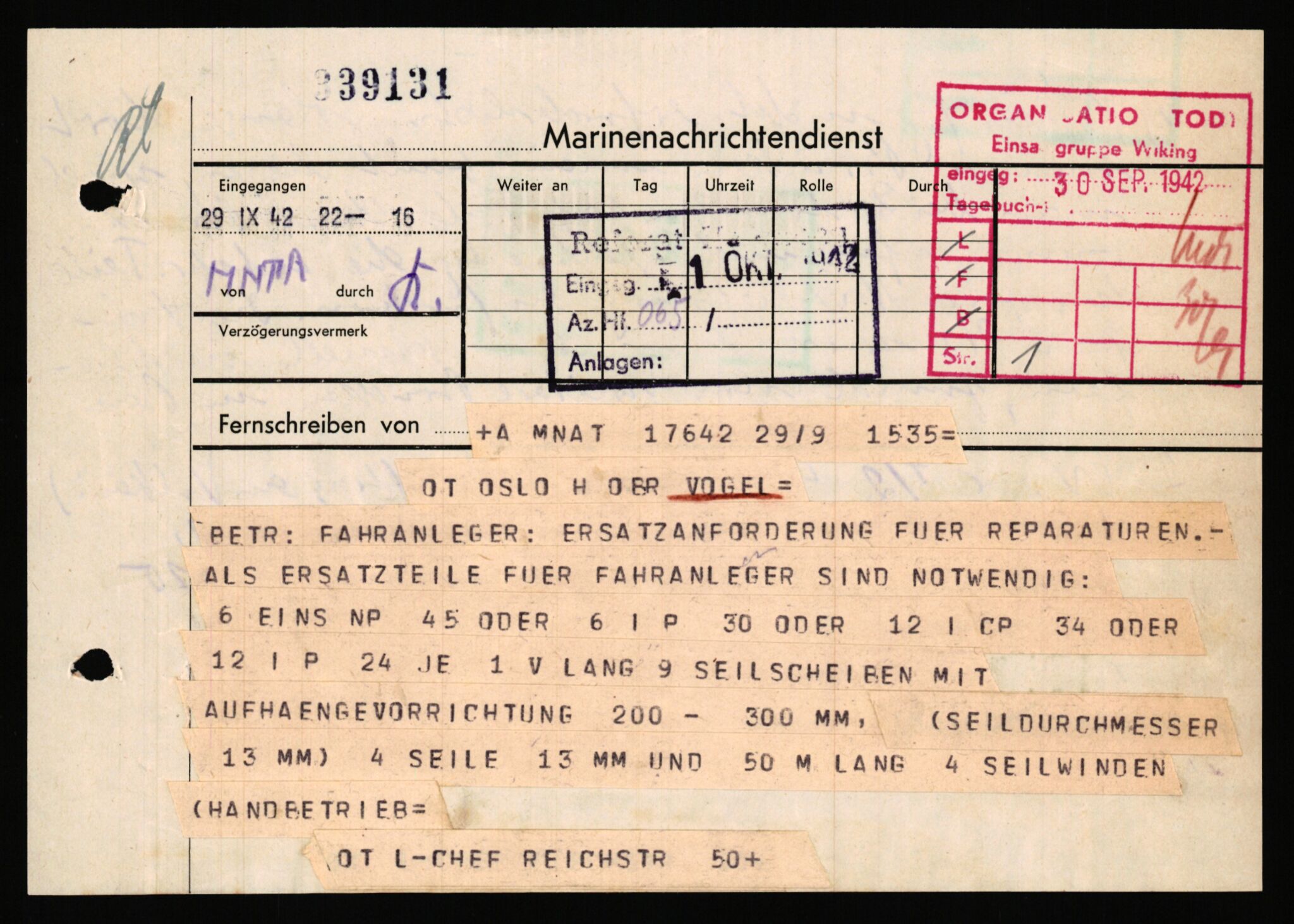 Tyske arkiver, Organisation Todt (OT), Einsatzgruppe Wiking, AV/RA-RAFA-2188/1/E/E2/E2d/L0023: Fähren und Anlegen, 1942-1944, s. 127