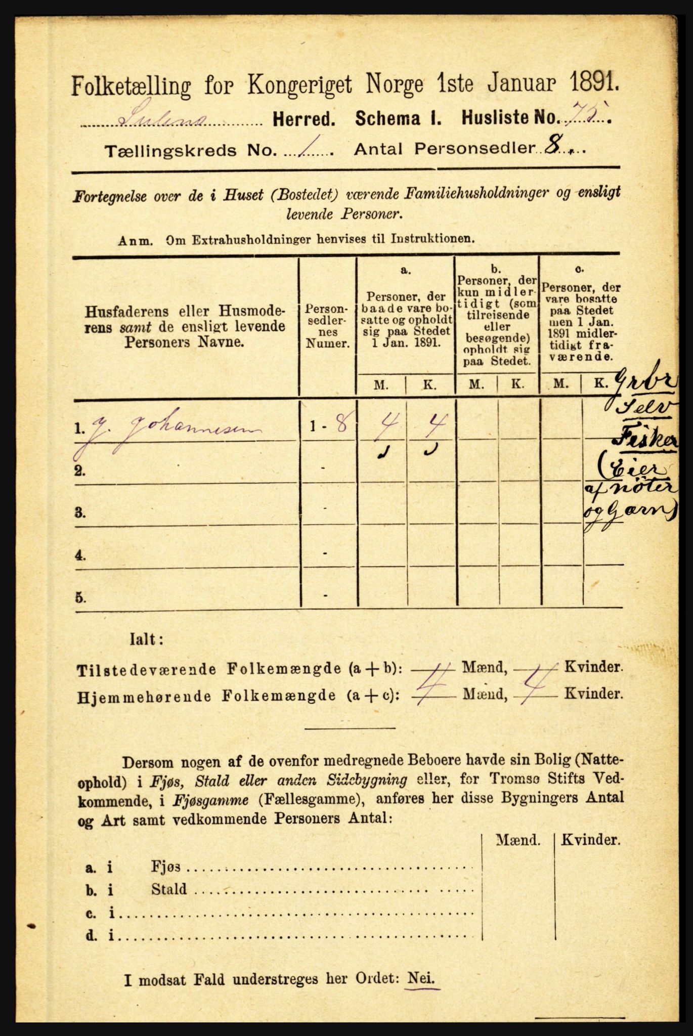 RA, Folketelling 1891 for 1412 Solund herred, 1891, s. 95