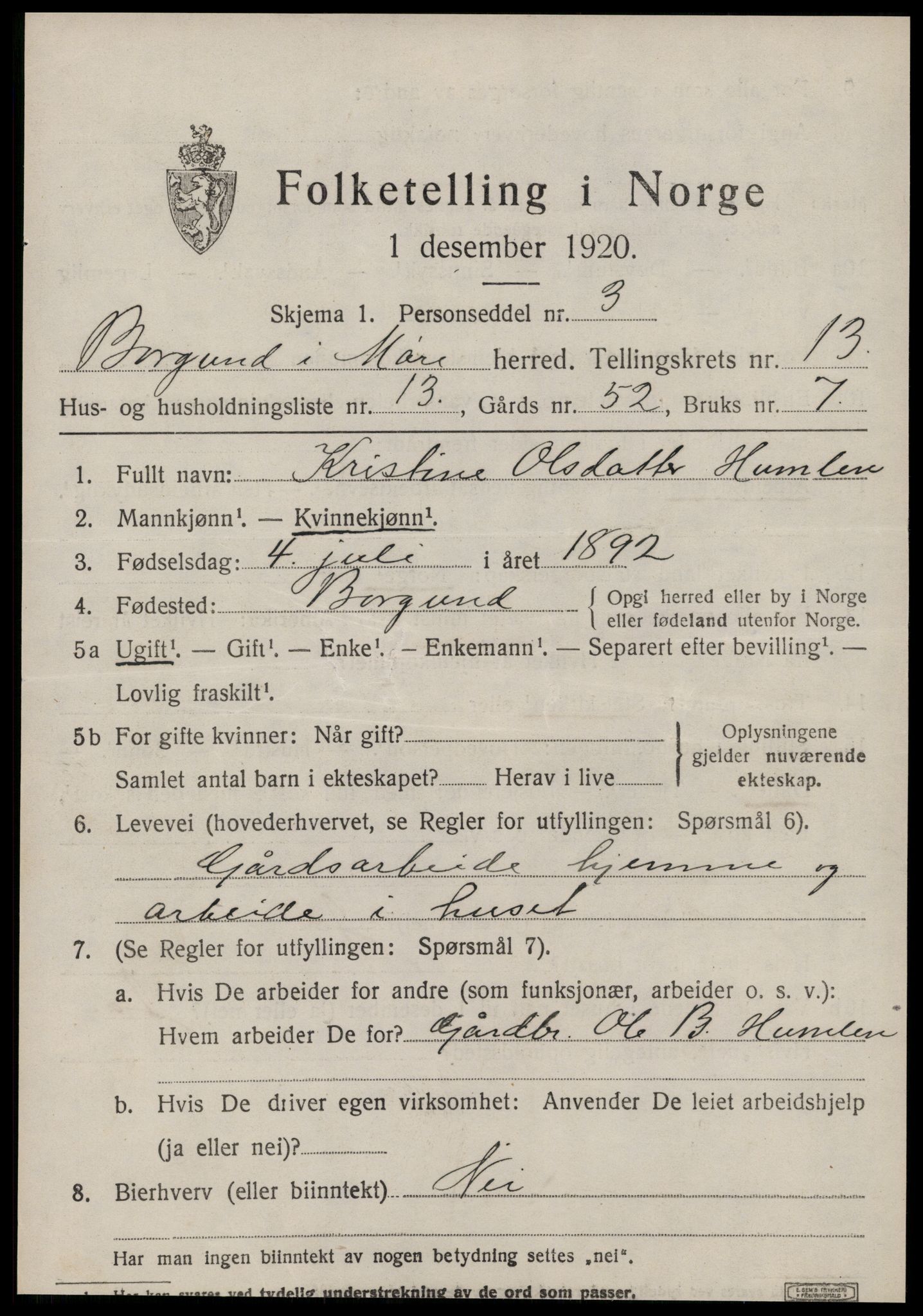 SAT, Folketelling 1920 for 1531 Borgund herred, 1920, s. 10950