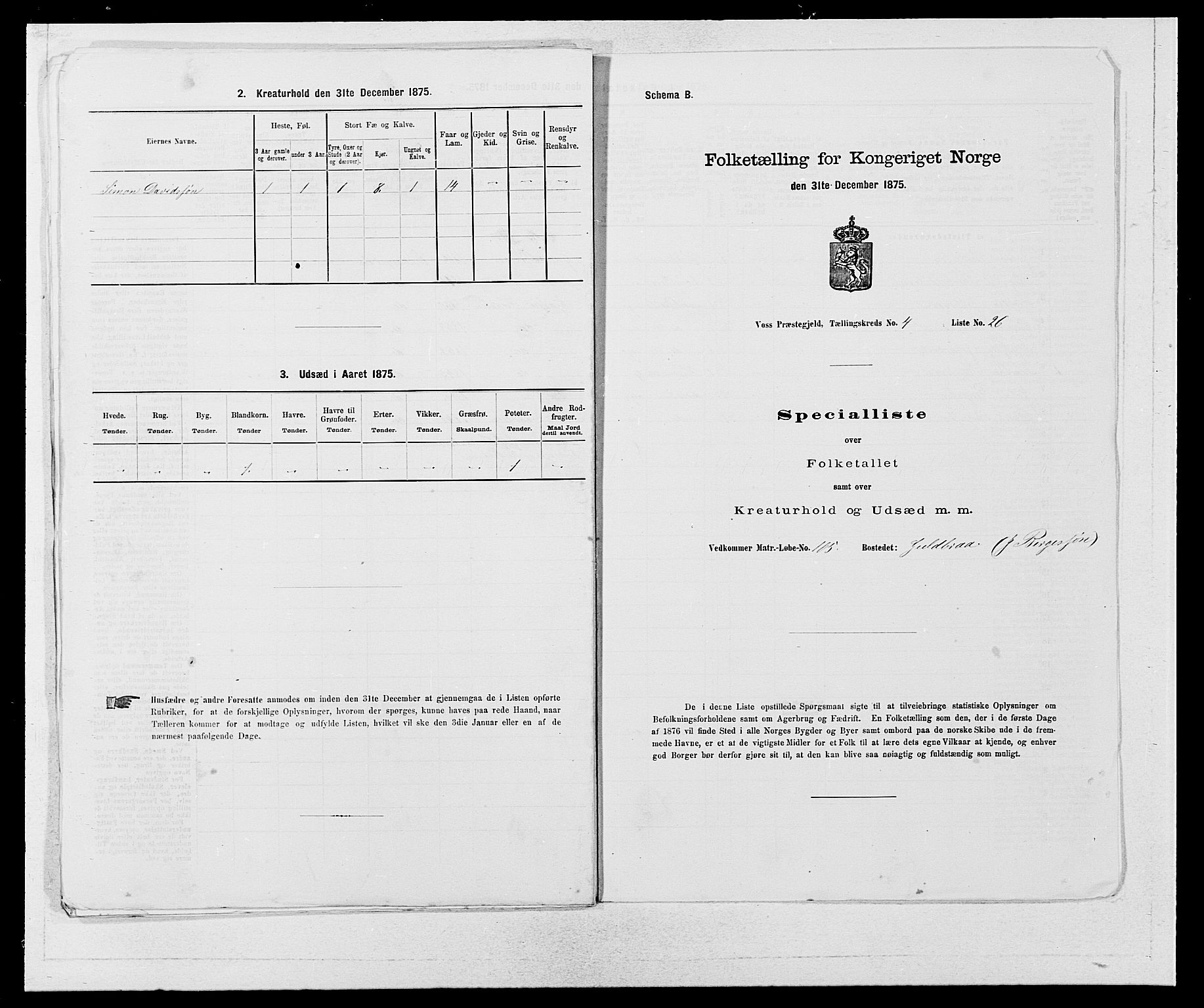 SAB, Folketelling 1875 for 1235P Voss prestegjeld, 1875, s. 2050