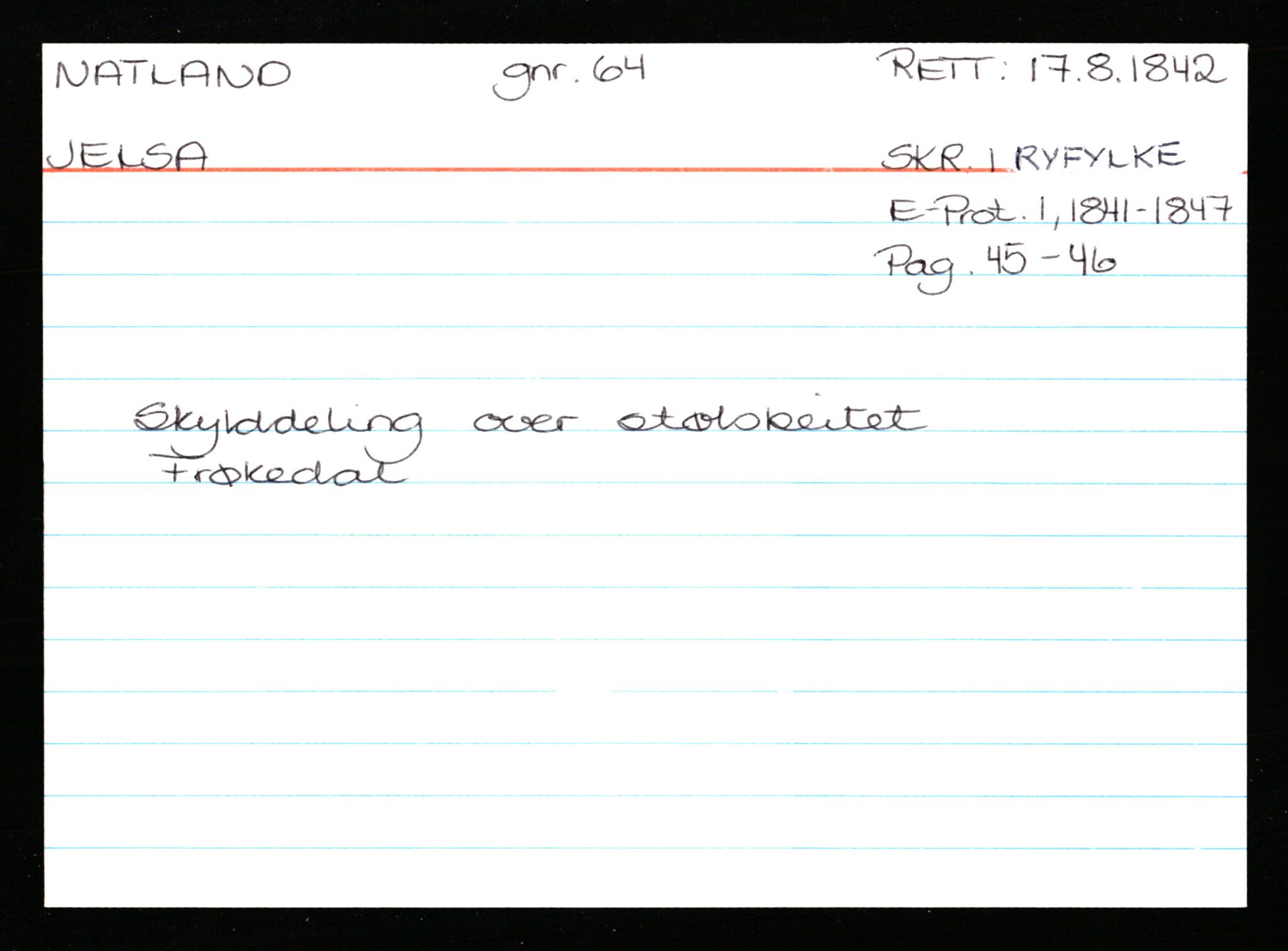 Statsarkivet i Stavanger, AV/SAST-A-101971/03/Y/Ym/L0040: Åstedskort sortert etter gårdsnavn: Mykje - Navrestad, 1600-1950, s. 689