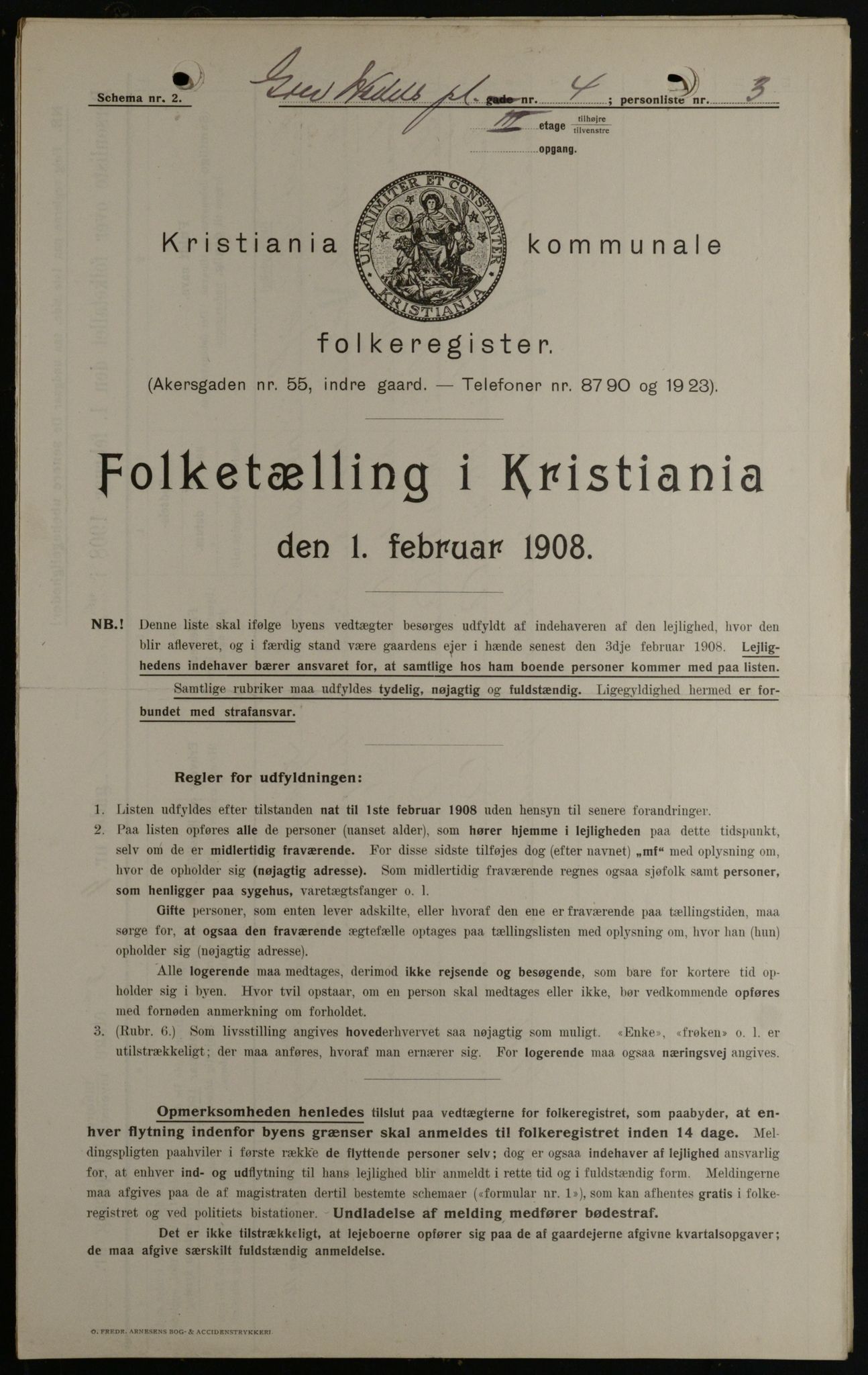 OBA, Kommunal folketelling 1.2.1908 for Kristiania kjøpstad, 1908, s. 26906