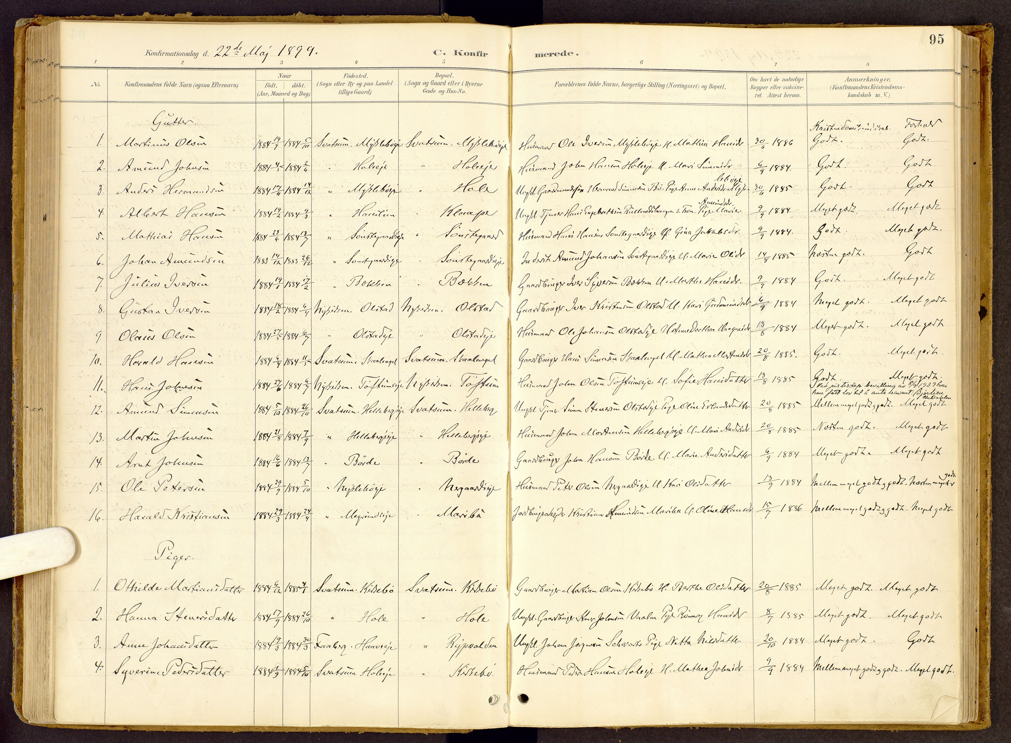 Vestre Gausdal prestekontor, AV/SAH-PREST-094/H/Ha/Haa/L0002: Ministerialbok nr. 2, 1887-1918, s. 95