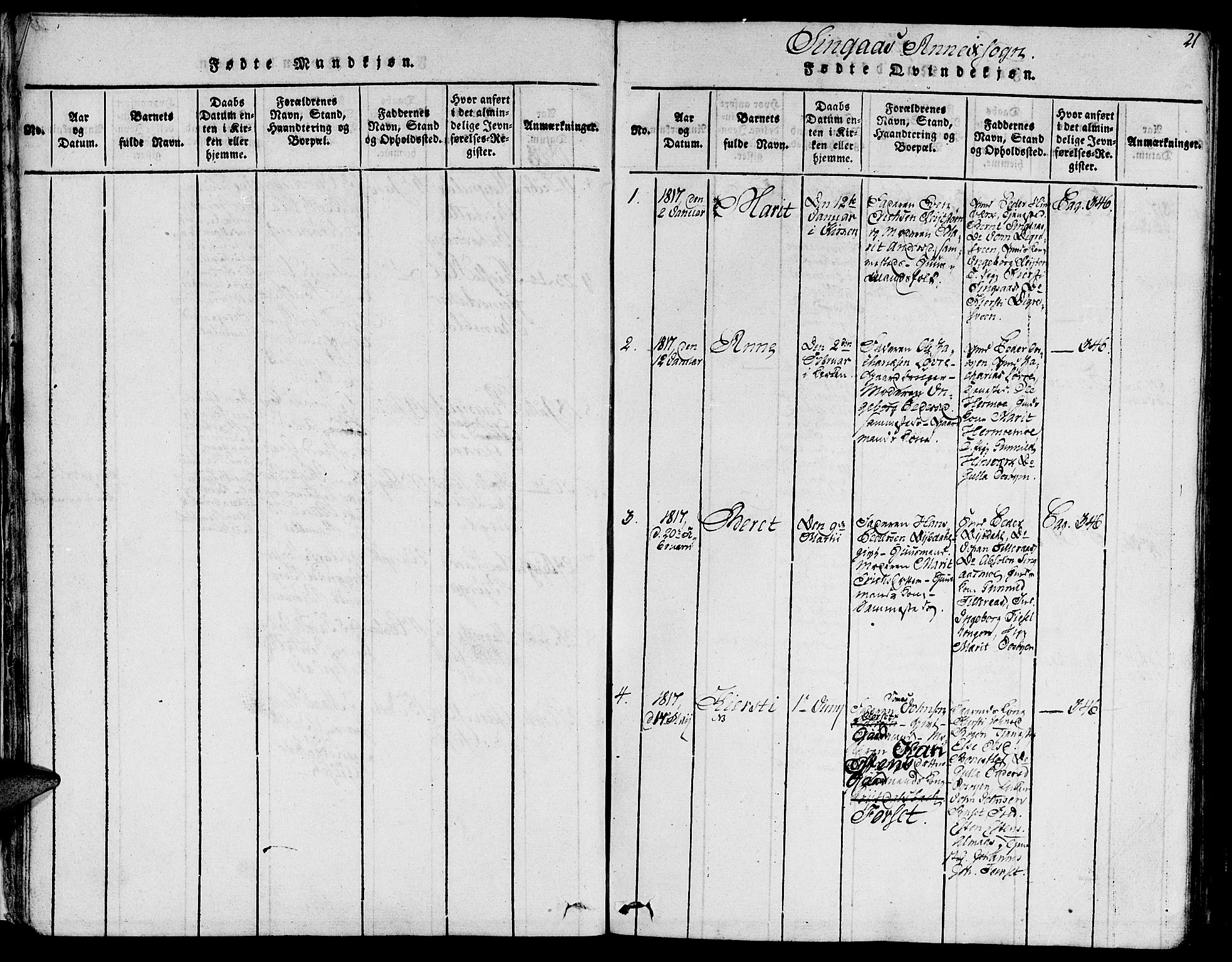 Ministerialprotokoller, klokkerbøker og fødselsregistre - Sør-Trøndelag, AV/SAT-A-1456/685/L0955: Ministerialbok nr. 685A03 /2, 1817-1829, s. 21