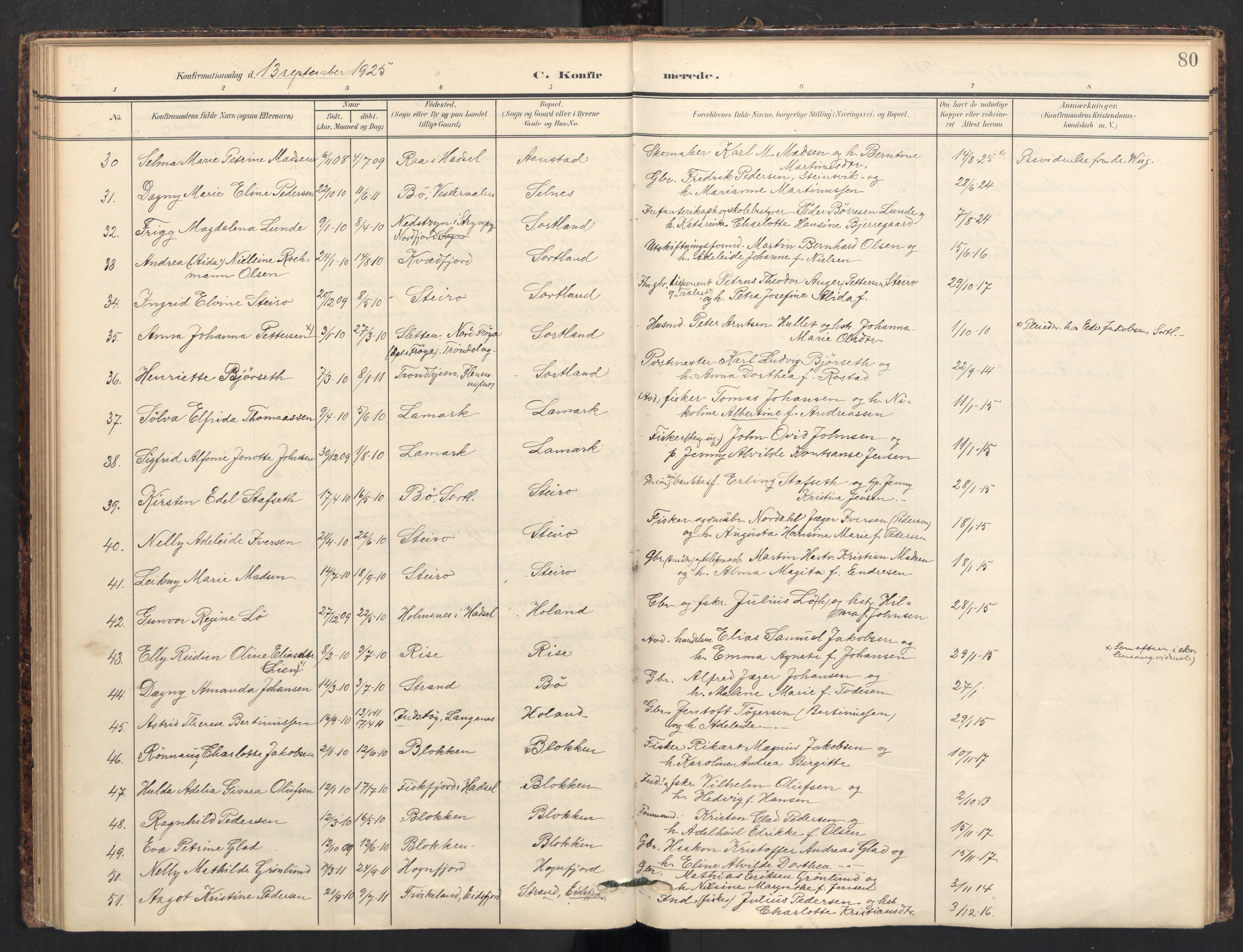Ministerialprotokoller, klokkerbøker og fødselsregistre - Nordland, AV/SAT-A-1459/895/L1375: Ministerialbok nr. 895A10, 1907-1938, s. 80