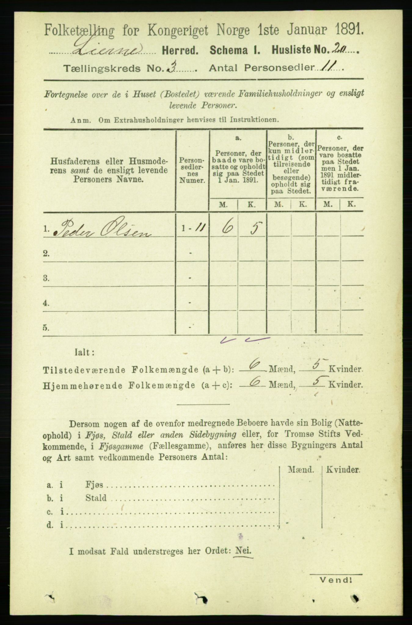 RA, Folketelling 1891 for 1737 Lierne herred, 1891, s. 783