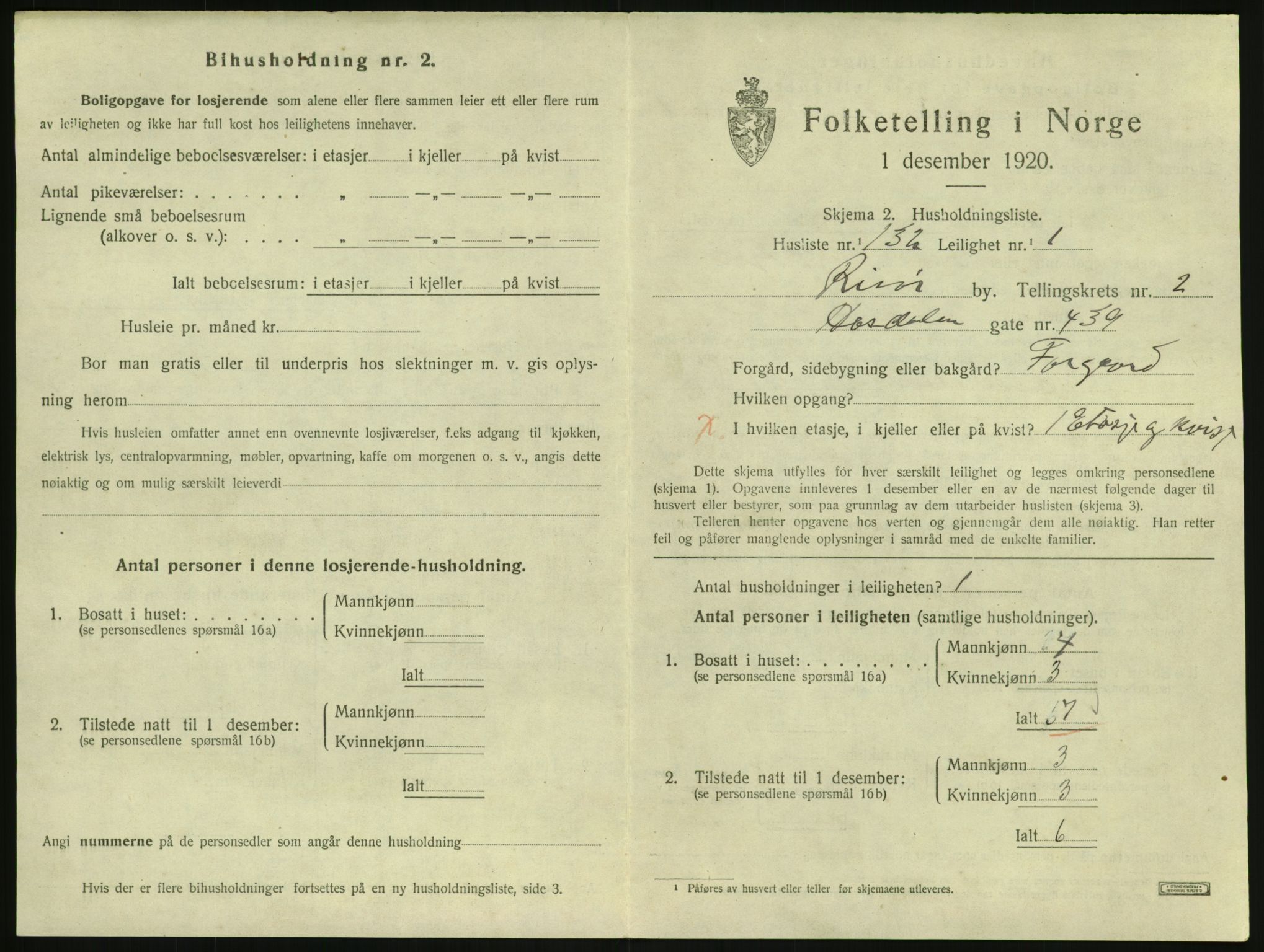 SAK, Folketelling 1920 for 0901 Risør kjøpstad, 1920, s. 2321
