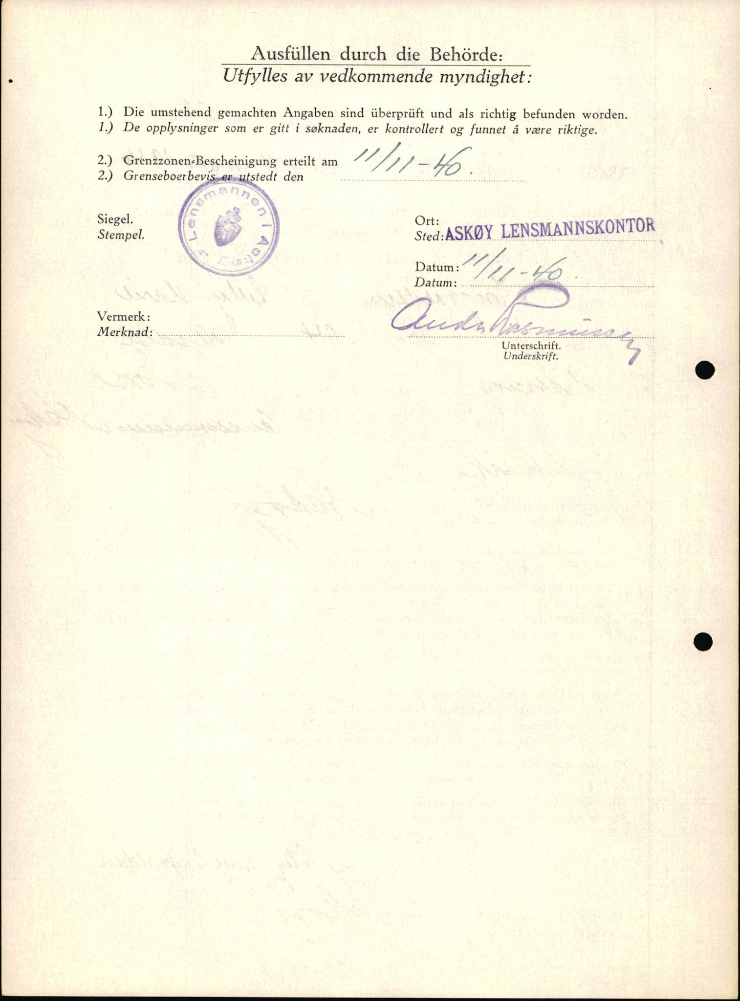 Lensmannen i Askøy, AV/SAB-A-31001/0026/L0008: Søknader om grensebuarbevis 2126 - 2550, 1940, s. 810
