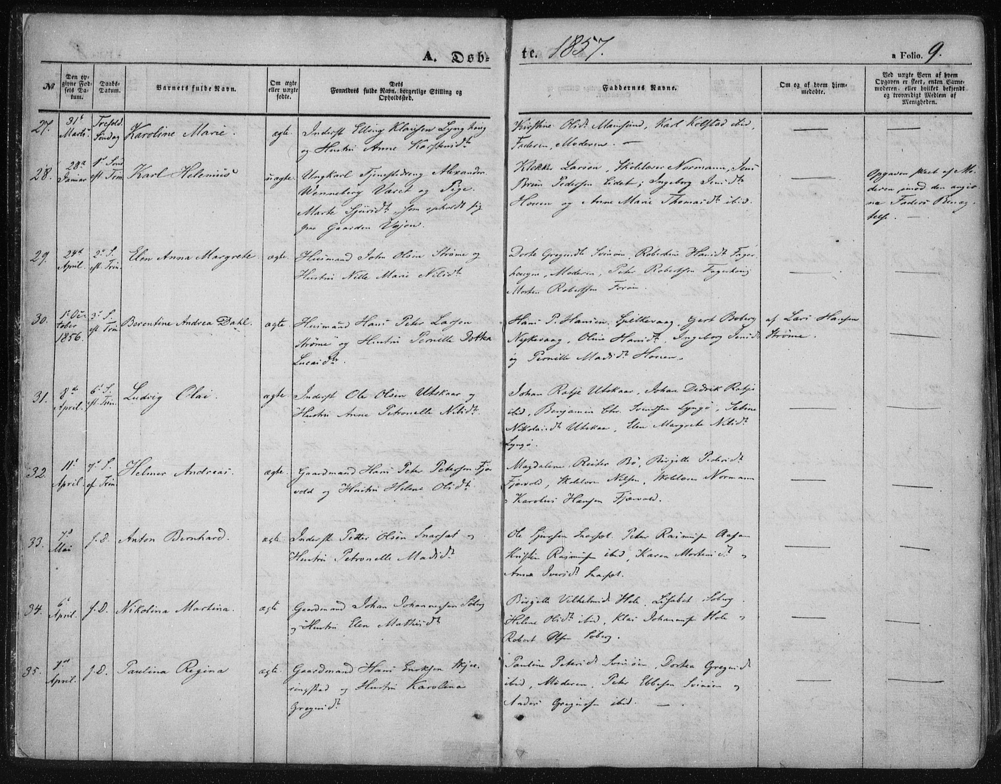 Ministerialprotokoller, klokkerbøker og fødselsregistre - Nordland, AV/SAT-A-1459/891/L1300: Ministerialbok nr. 891A05, 1856-1870, s. 9