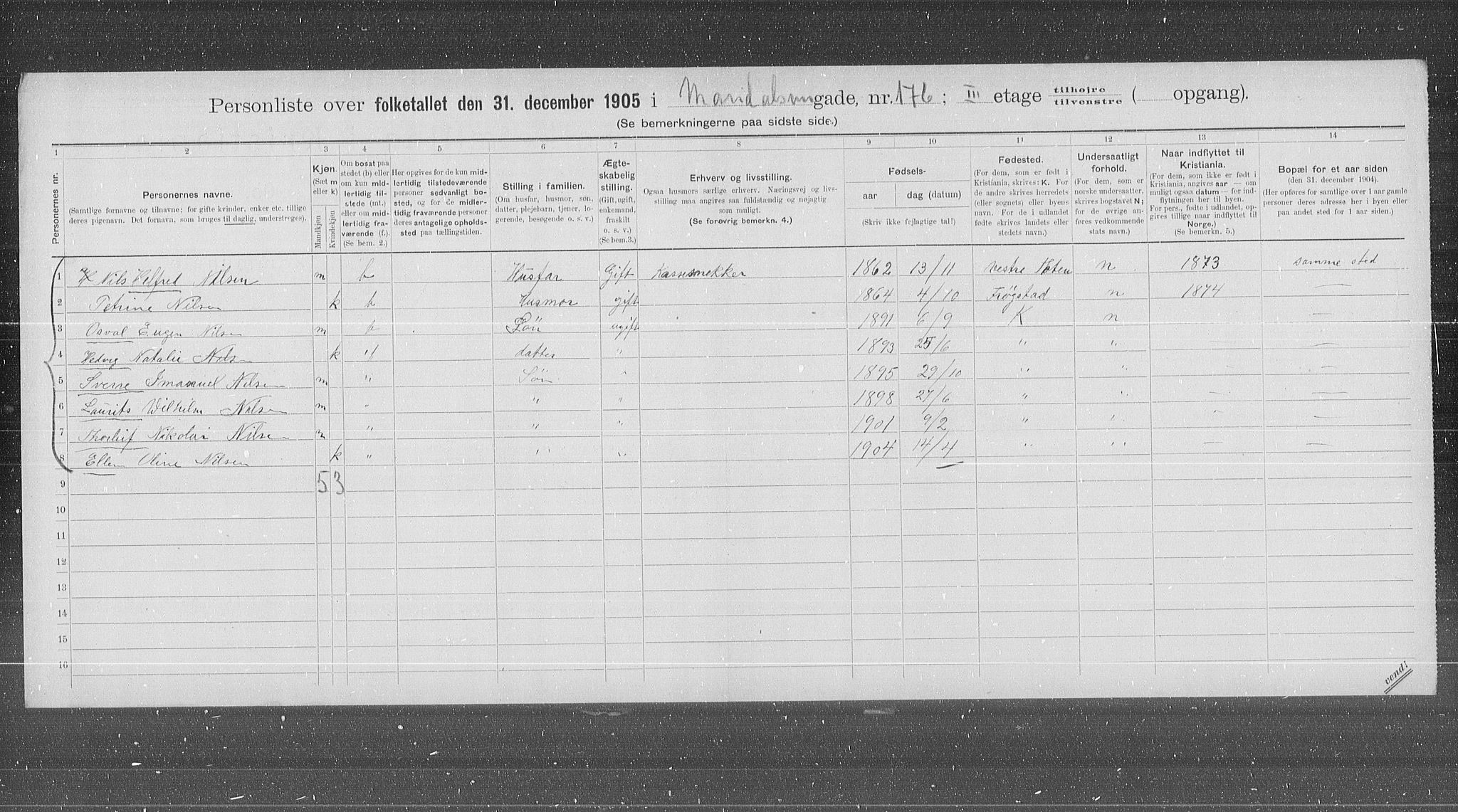 OBA, Kommunal folketelling 31.12.1905 for Kristiania kjøpstad, 1905, s. 32649