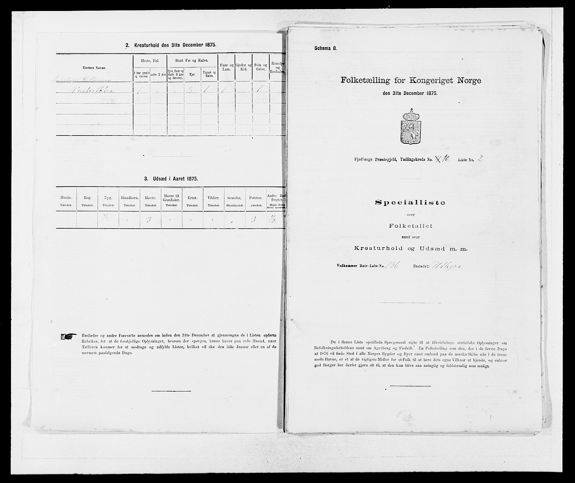 SAB, Folketelling 1875 for 1213P Fjelberg prestegjeld, 1875, s. 936