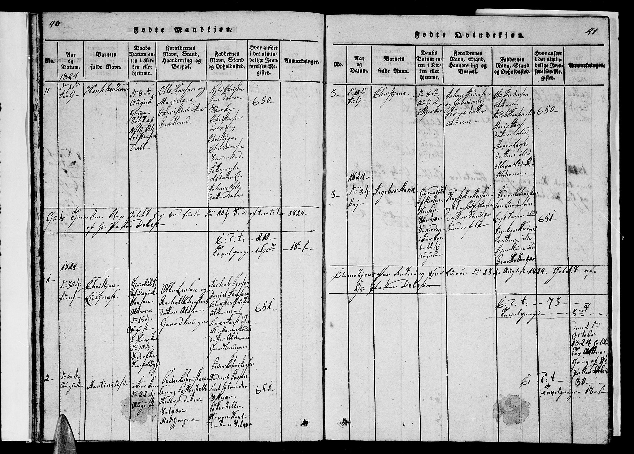 Ministerialprotokoller, klokkerbøker og fødselsregistre - Nordland, SAT/A-1459/839/L0571: Klokkerbok nr. 839C01, 1820-1840, s. 40-41