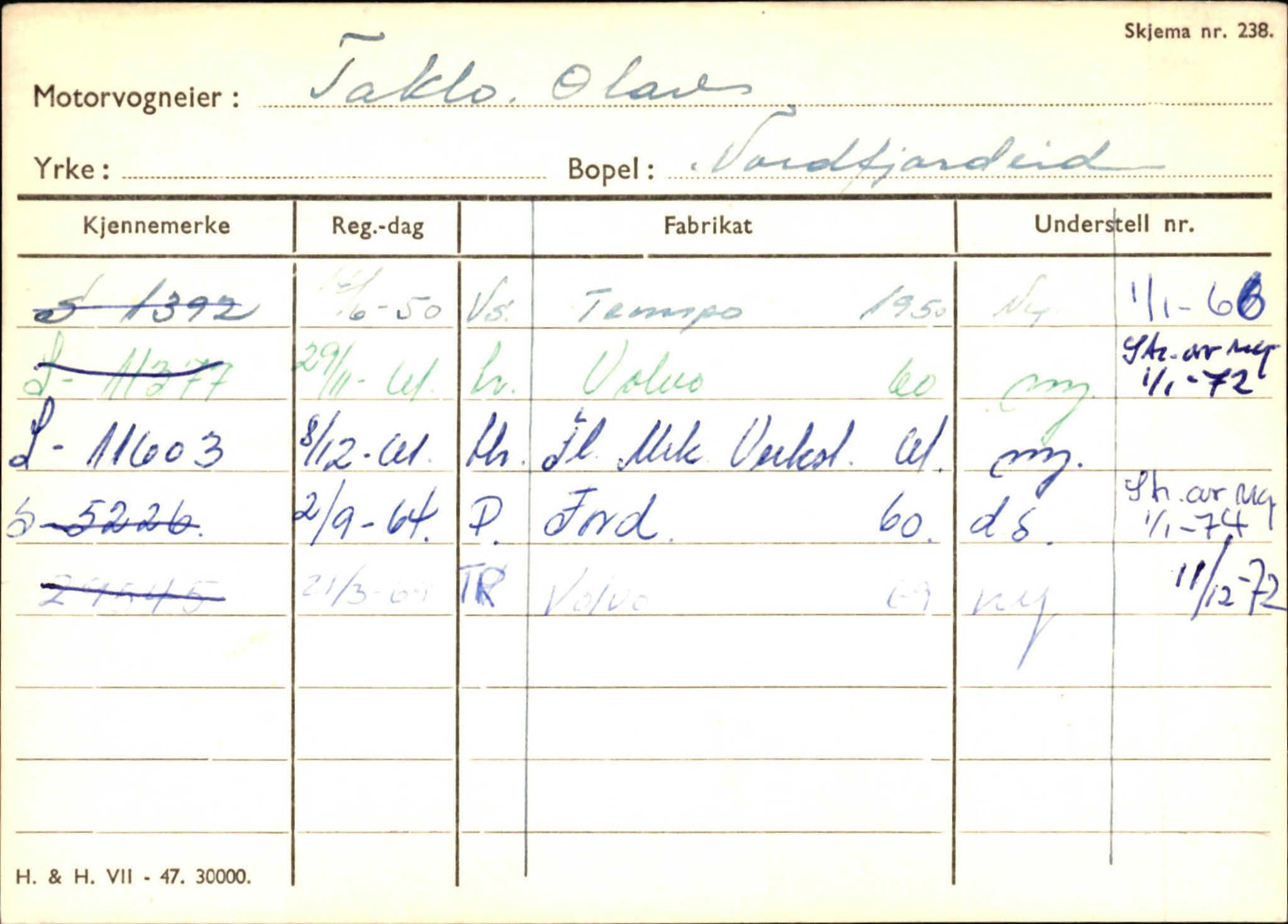 Statens vegvesen, Sogn og Fjordane vegkontor, AV/SAB-A-5301/4/F/L0130: Eigarregister Eid T-Å. Høyanger A-O, 1945-1975, s. 17