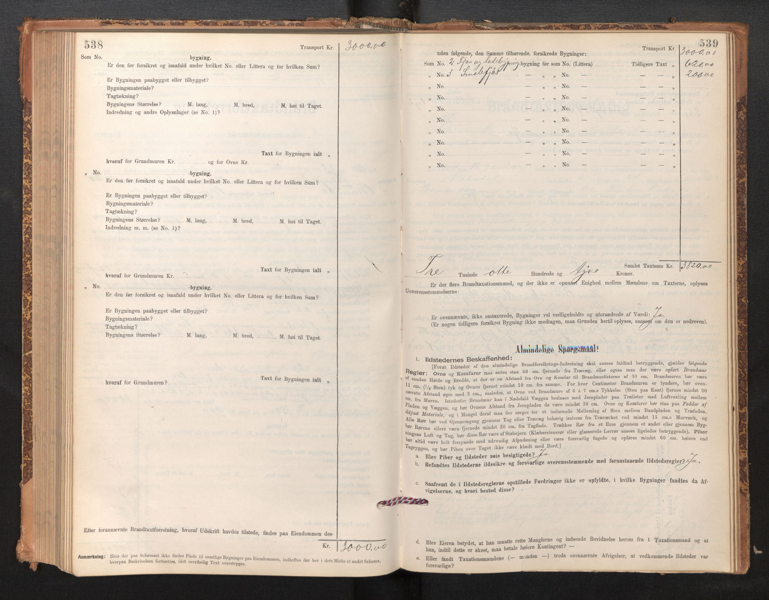 Lensmannen i Bruvik, SAB/A-31301/0012/L0006: Branntakstprotokoll, skjematakst, 1894-1906, s. 538-539
