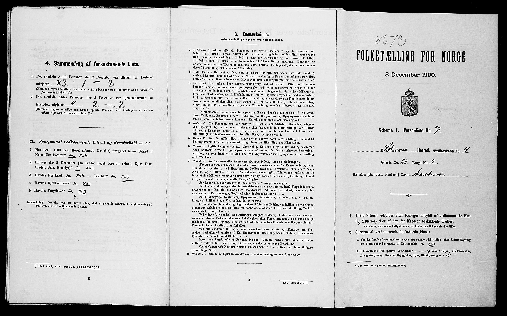 SAST, Folketelling 1900 for 1153 Skåre herred, 1900, s. 408
