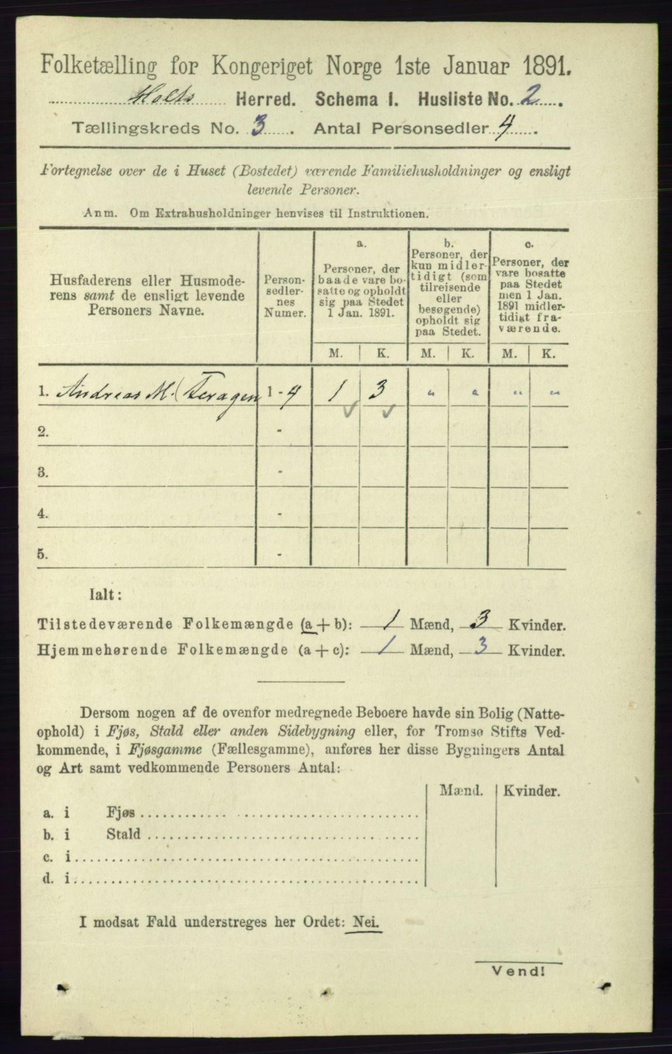 RA, Folketelling 1891 for 0914 Holt herred, 1891, s. 954