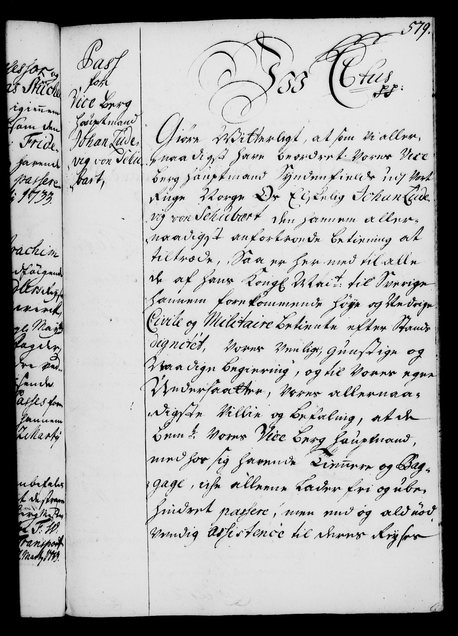 Rentekammeret, Kammerkanselliet, RA/EA-3111/G/Gg/Gga/L0003: Norsk ekspedisjonsprotokoll med register (merket RK 53.3), 1727-1734, s. 579