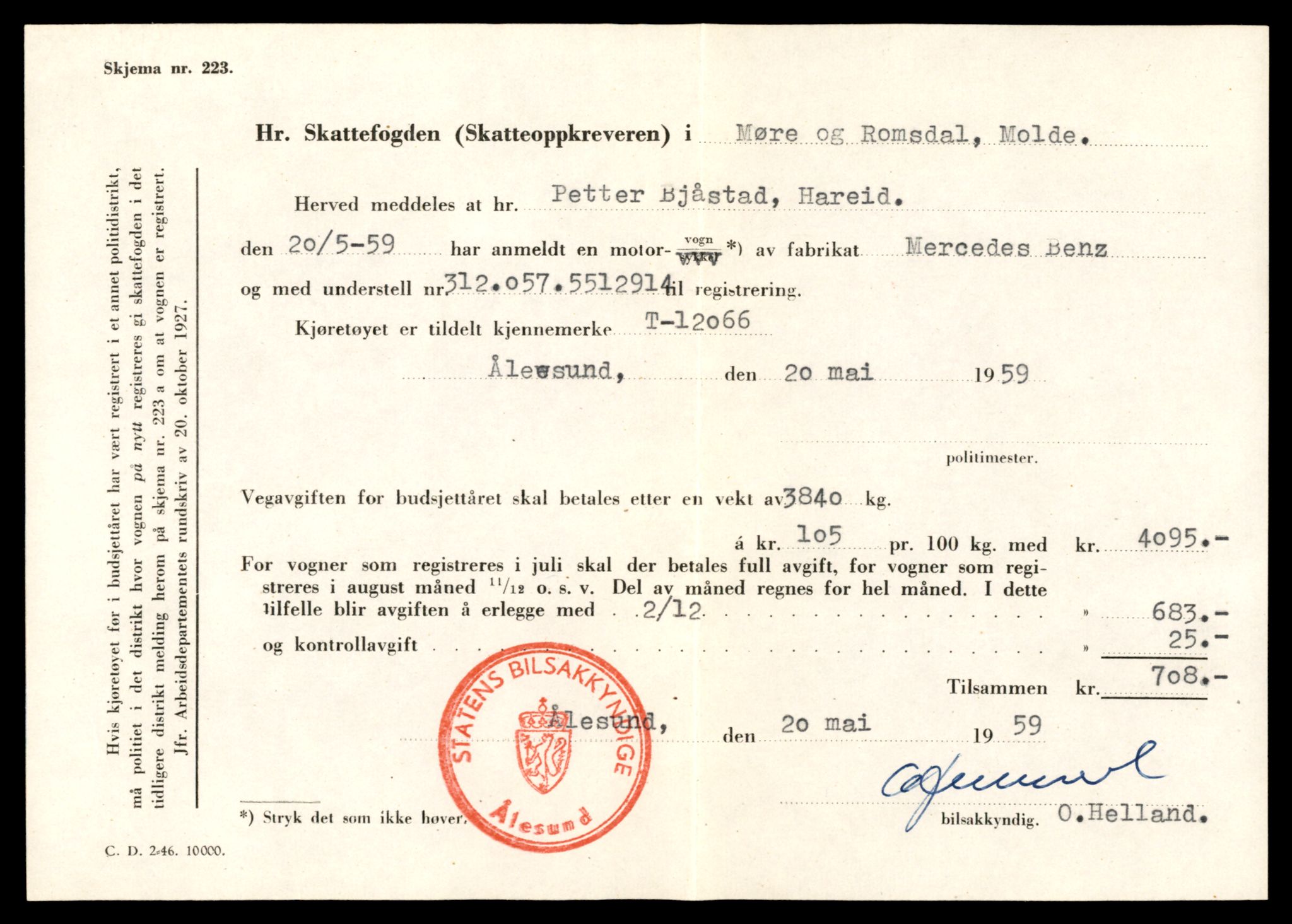 Møre og Romsdal vegkontor - Ålesund trafikkstasjon, AV/SAT-A-4099/F/Fe/L0032: Registreringskort for kjøretøy T 11997 - T 12149, 1927-1998, s. 1435