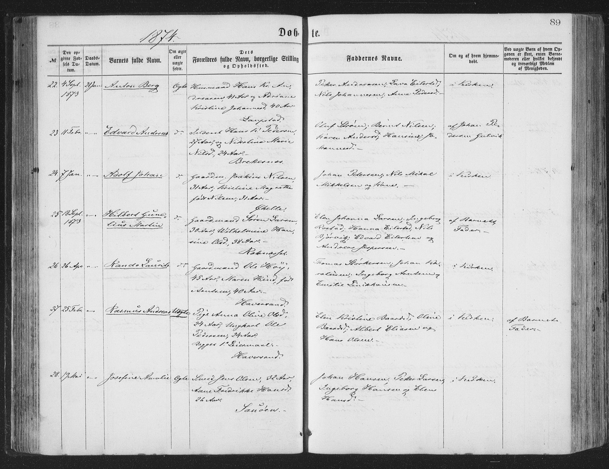 Ministerialprotokoller, klokkerbøker og fødselsregistre - Nordland, AV/SAT-A-1459/874/L1057: Ministerialbok nr. 874A01, 1866-1877, s. 89