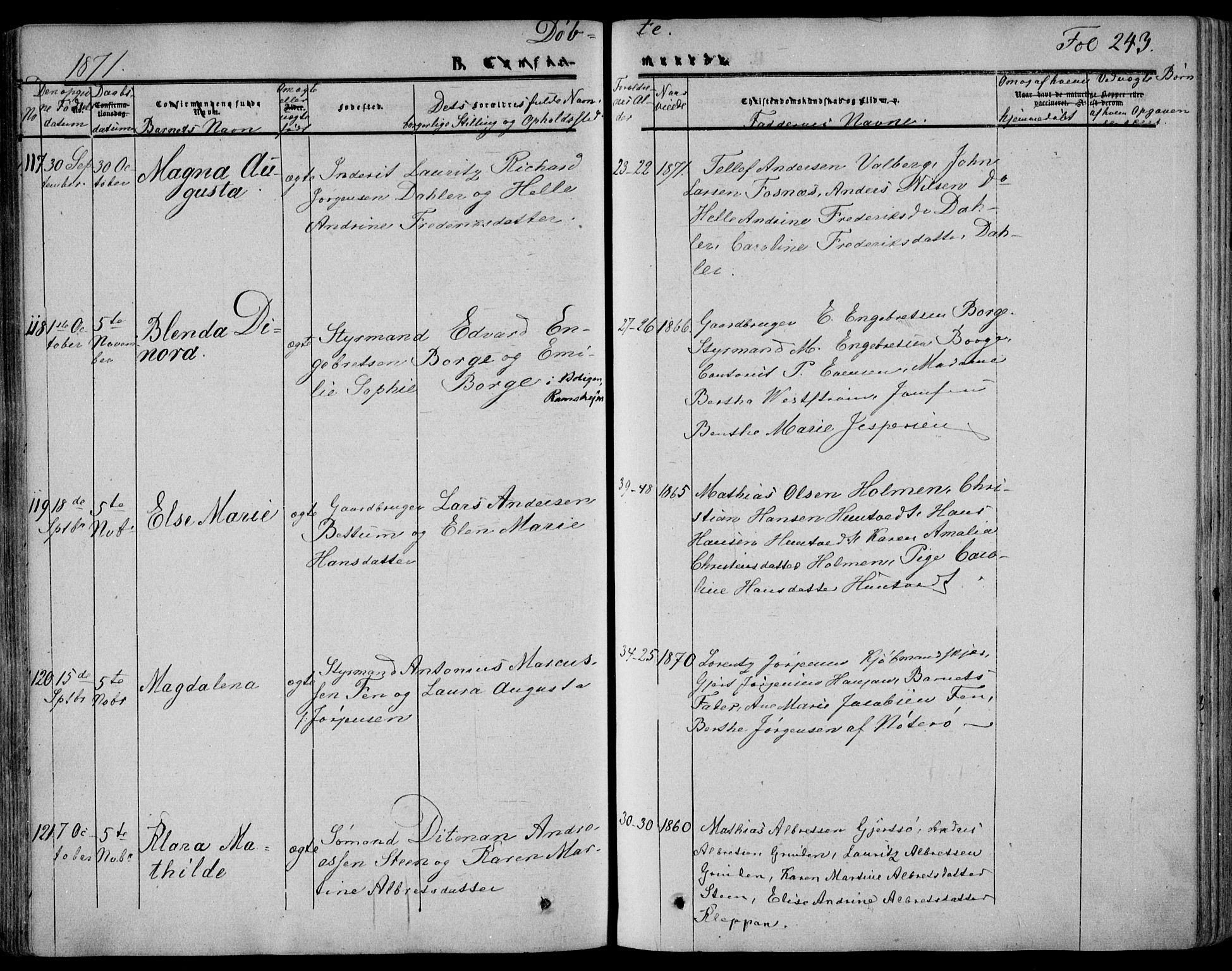 Stokke kirkebøker, AV/SAKO-A-320/F/Fa/L0008: Ministerialbok nr. I 8, 1858-1871, s. 243