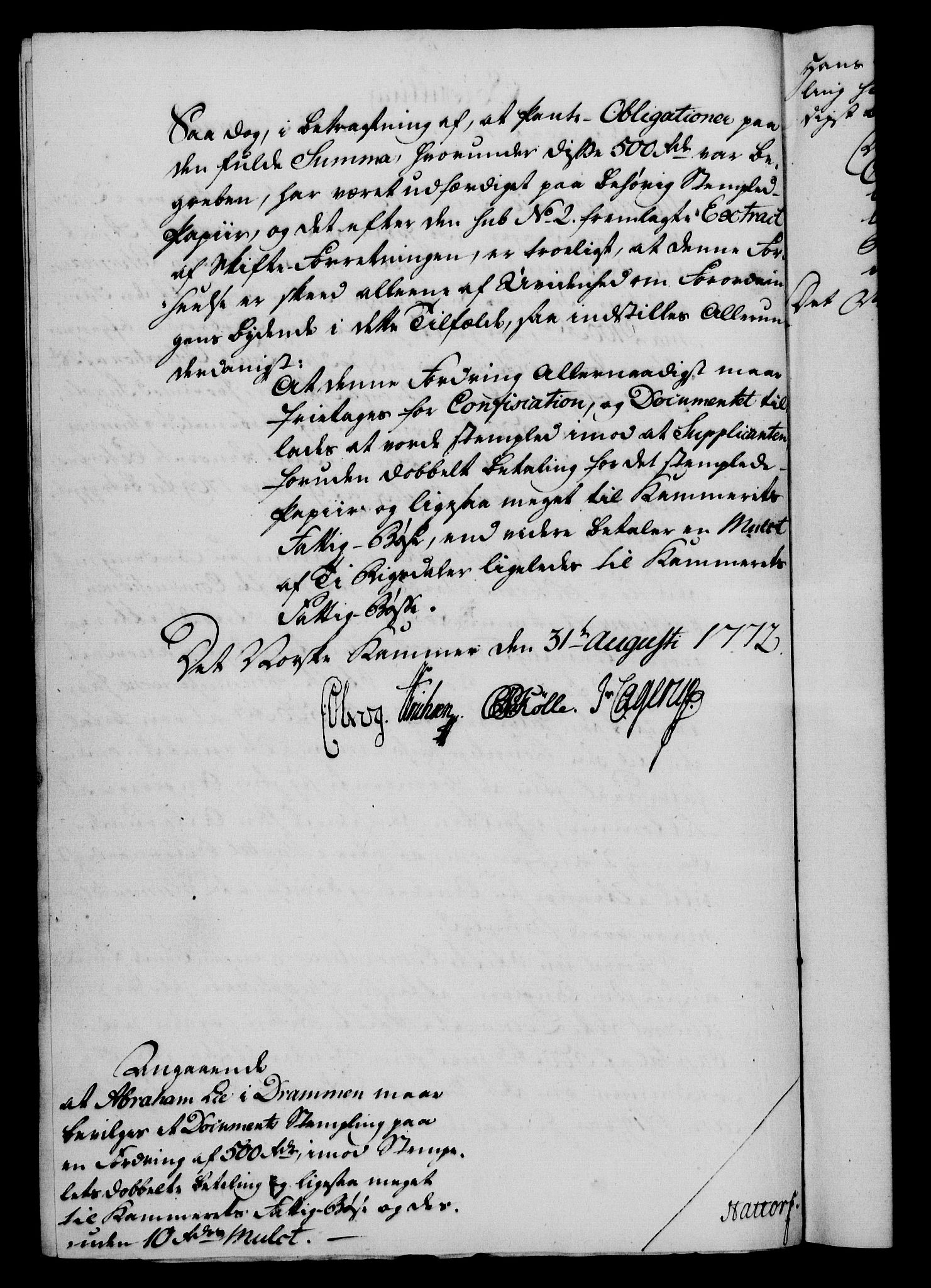 Rentekammeret, Kammerkanselliet, RA/EA-3111/G/Gf/Gfa/L0054: Norsk relasjons- og resolusjonsprotokoll (merket RK 52.54), 1771-1772, s. 597