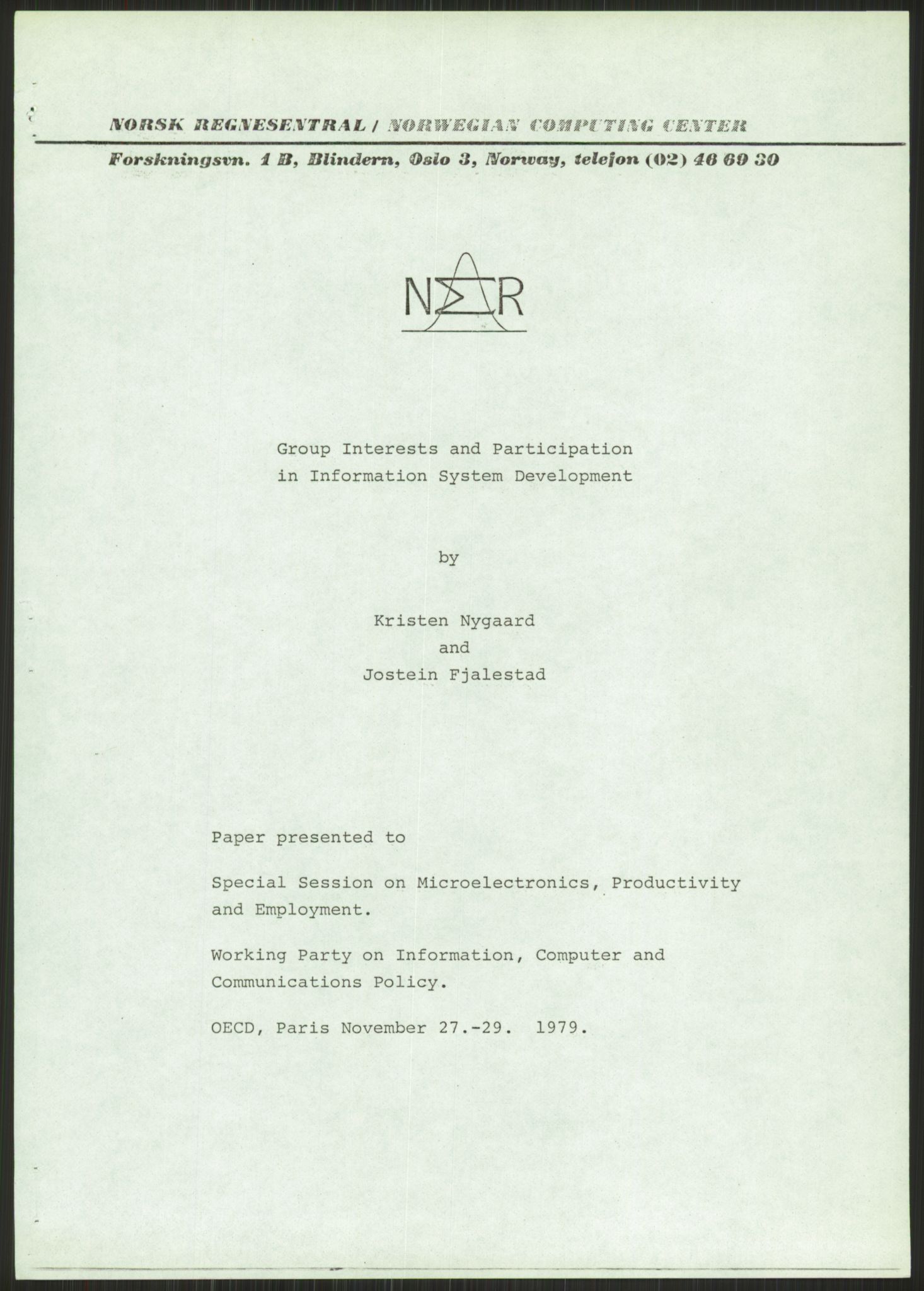 Nygaard, Kristen, AV/RA-PA-1398/F/Fh/L0001: Systemarbeid/brukermedvirkning, 1979-2002, s. 231